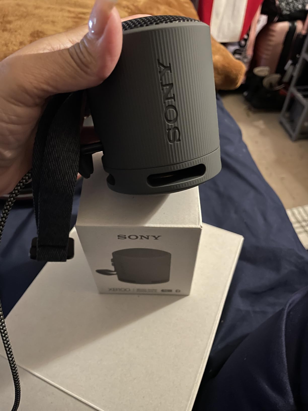 Sony SRS XB100 Bluetooth Portable Speaker with Hard Case (Black, 2 Items) | IP67 Waterproof, 16h Battery, Includes Hard Travel Case customer photo 1