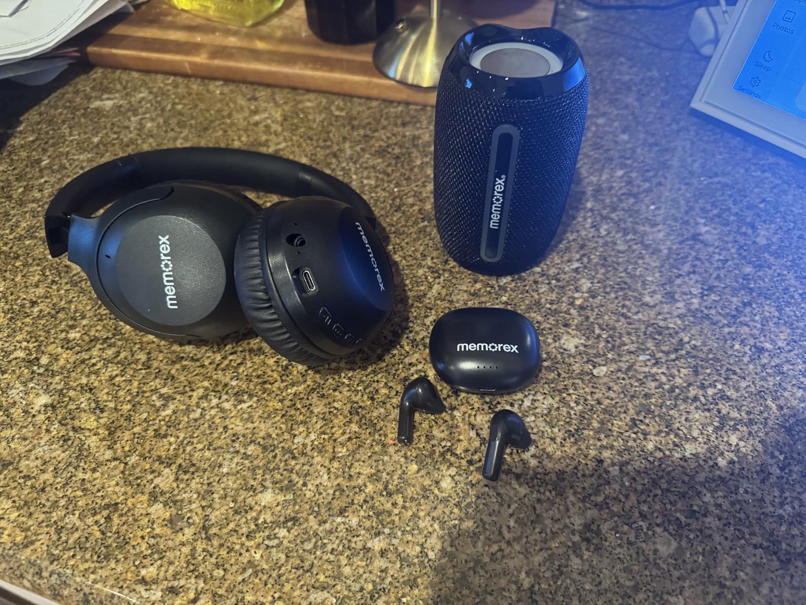 Memorex 3-in-1 Wireless Audio Bundle Triple Pack | Bluetooth Headphones, True Wireless Earbuds & Portable Bluetooth Speaker customer photo 2