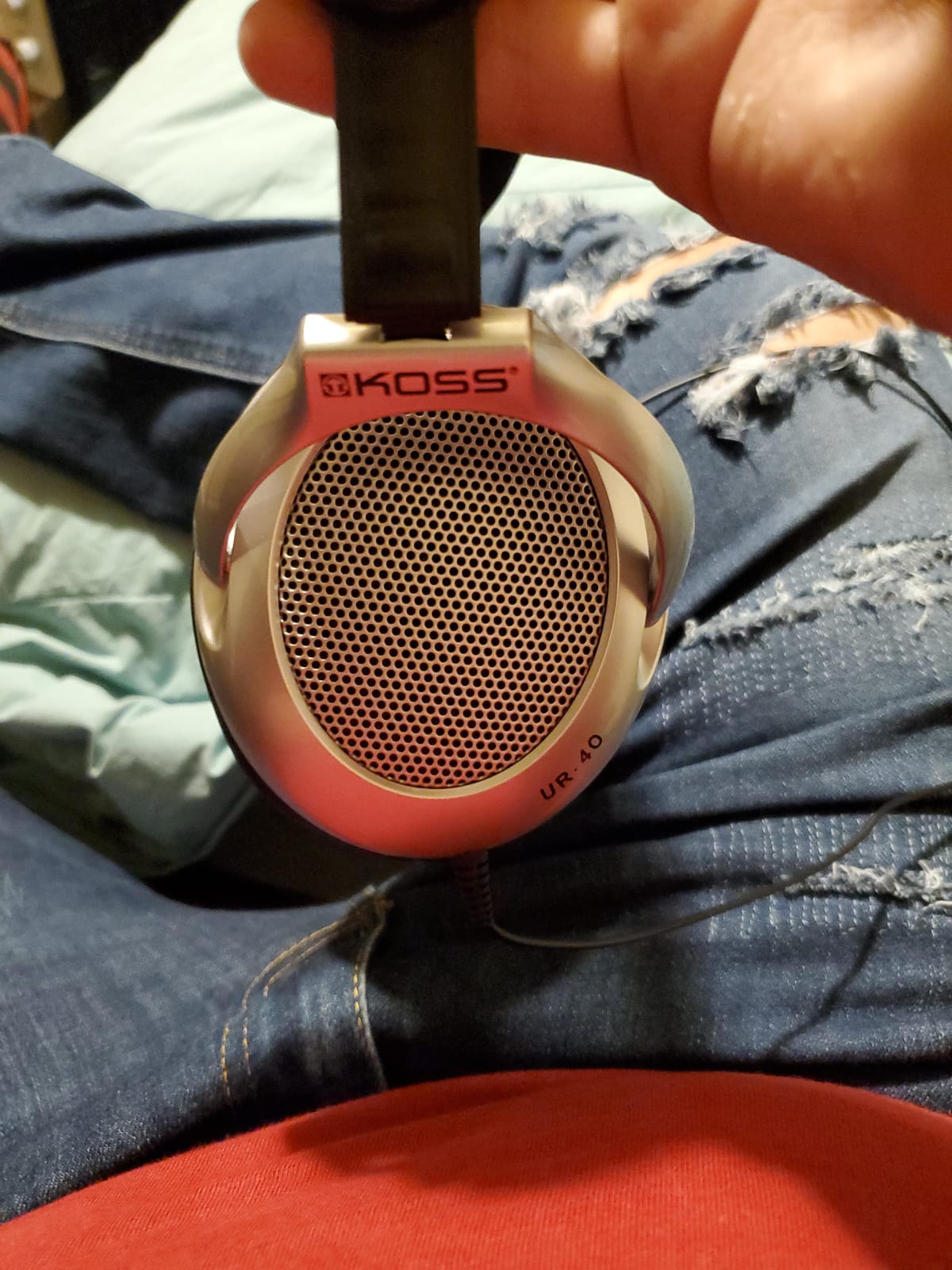Koss UR40 Collapsible Over-Ear Headphones, Silver, Retro Style, Wired Plug customer photo 2