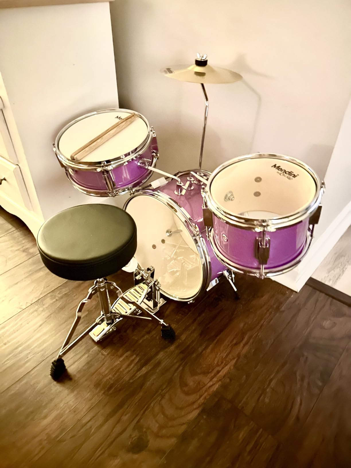 Mendini By Cecilio 13 Inch Drum Set, 3-Piece Junior Drum Set - Sky Blue customer photo 2