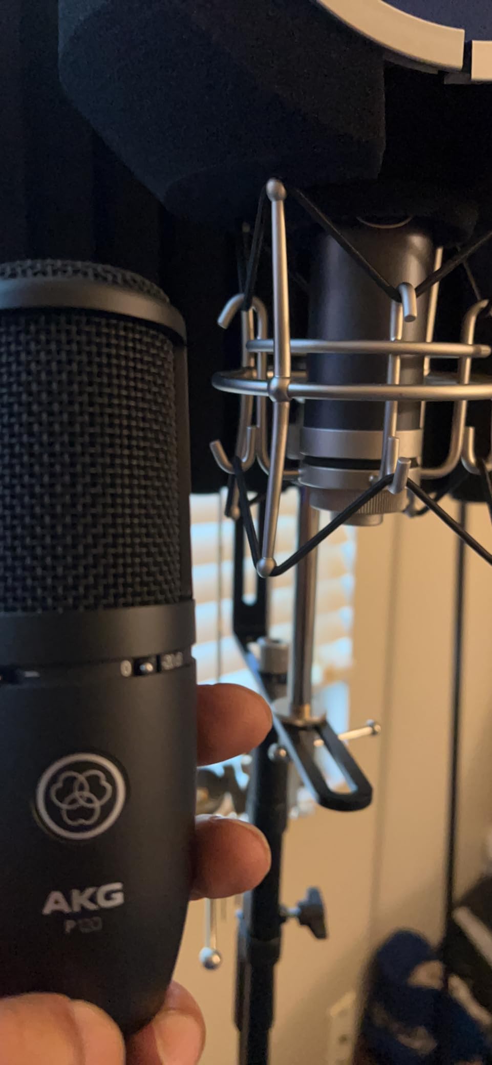 AKG Pro Audio P120 - Affordable 2/3-Inch Diaphragm Condenser Microphone for Clear Vocals & Instruments. Studio Recording or Live. XLR Connector. Black customer photo 1