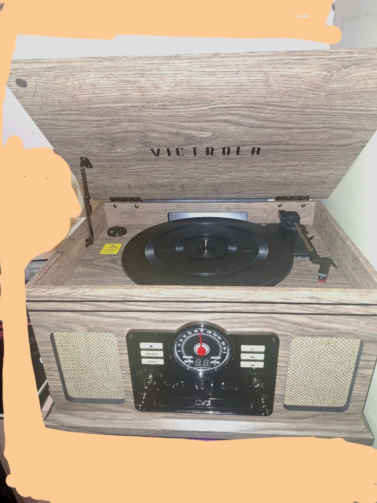 Victrola Quincy - 6-in-1 Bluetooth Record Player - Mahogany customer photo 1