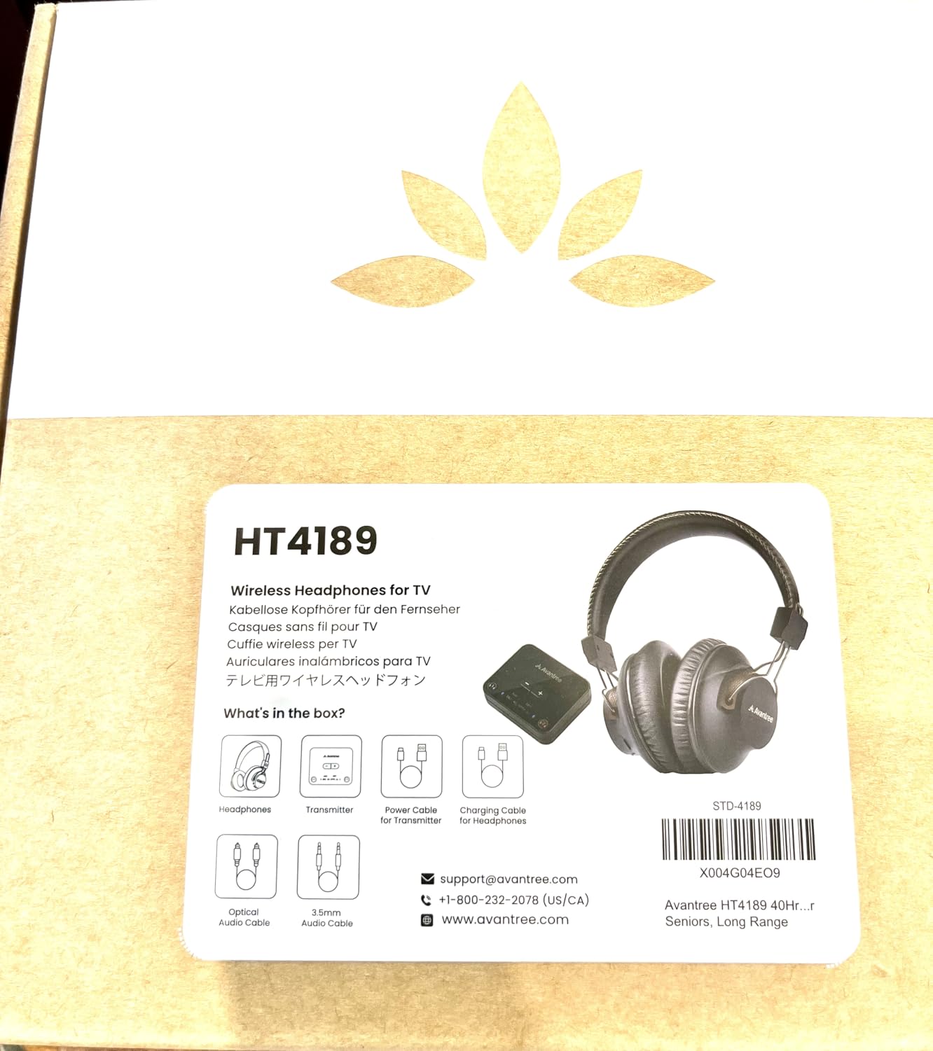 Avantree HT4189 - Wireless TV Headphones with Transmitter | Low-latency over-ear TV listening set with optical and AUX support customer photo 1