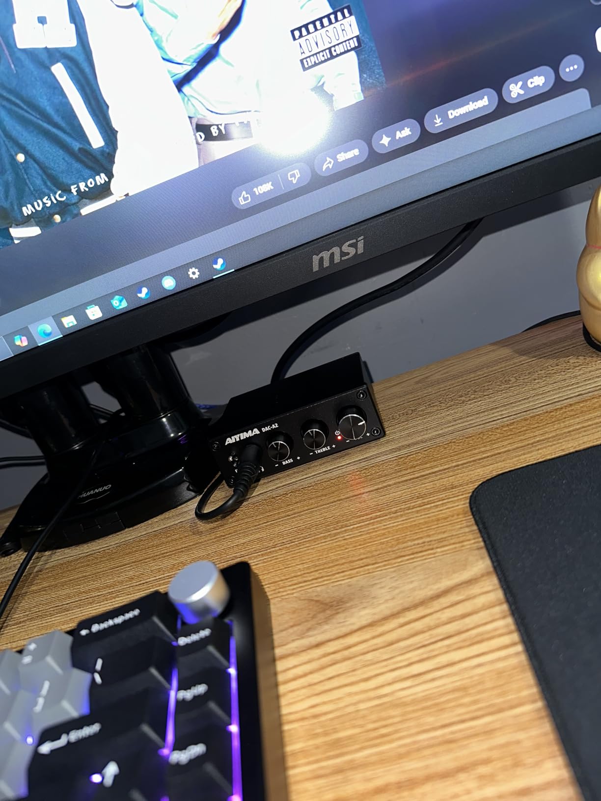 AIYIMA DAC-A2 Headphone Amplifier & Desktop DAC for PC, MAC and Gaming | Plug & play 24Bit/192kHz DAC amp.Adds Bass/Treble control & RCA/3.5mm Outputs,USB/Optical/Coaxial Input customer photo 2