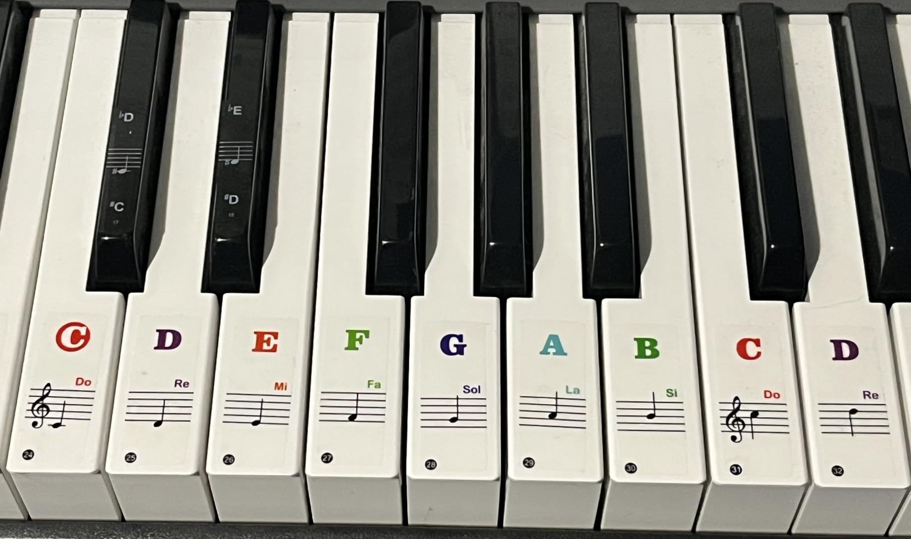 Piano Keyboard Stickers for 88/61/54/49/37 Key, Bold Large Letter Piano Stickers for Learning, Removable Piano Keyboard Letters, Notes Label for Beginners and Kids, Multicolor customer photo 1