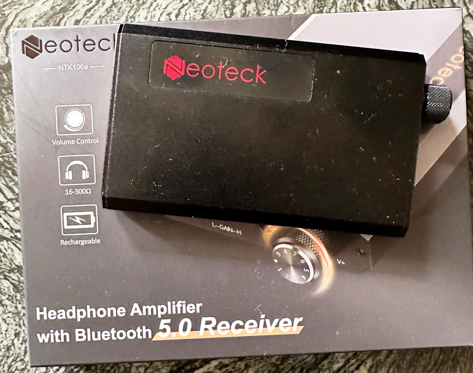 Neoteck Headphone Amplifier Bluetooth 5.0 Headphone Amp 16-300Ω | HiFi Audio Receiver, Dual Gain, 1500mAh Battery, 3.5mm AUX In/Out, Portable, For Smartphones, Laptops, MP3, CD Players customer photo 2