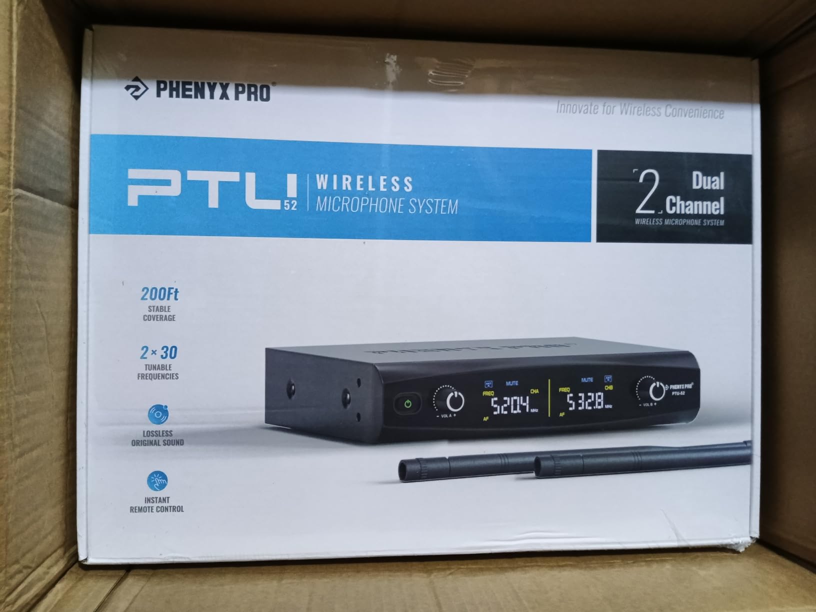 Phenyx Pro Dual UHF Tunable Frequency Wireless Microphone System PTU-52-2H customer photo 1