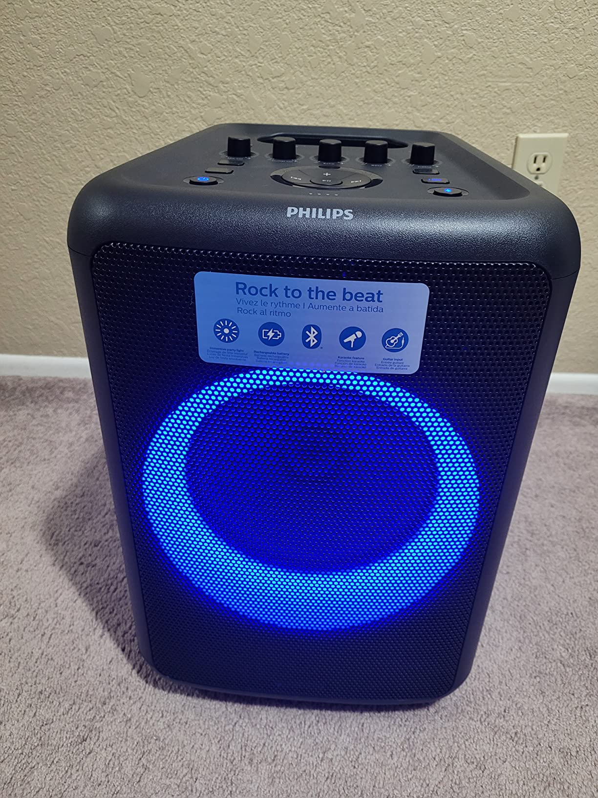 Philips X5206 Bluetooth Party Speaker - 14 Hours Play Time, Deep Bass, Party Lights, Karaoke Effects, Mic & Guitar Input, 80W Max Power, Black customer photo 2