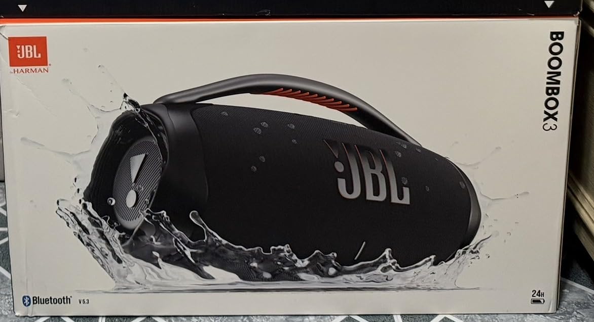 JBL Boombox 3 Black Portable Bluetooth Speaker with Massive Sound, Deepest Bass, IPX7 Waterproof, 24H Playtime, PartyBoost customer photo 2