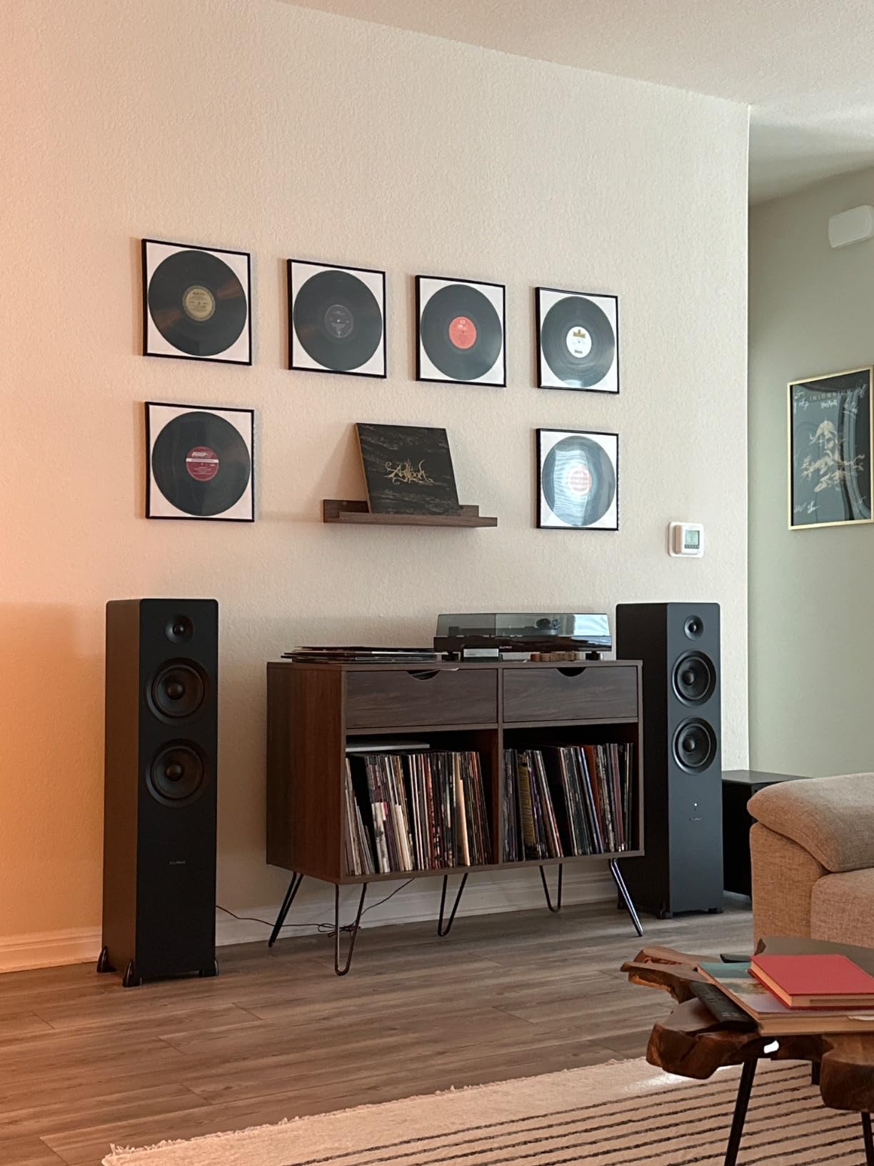 Fluance Ai81 Elite Powered 2-Way Floorstanding Tower Speakers, 150W Built-in Amplifier for 2.0 Stereo Music & Movie Listening, TV, Turntable, PC & Bluetooth - 2x RCA, Optical, Sub Out (Natural Walnut) customer photo 1