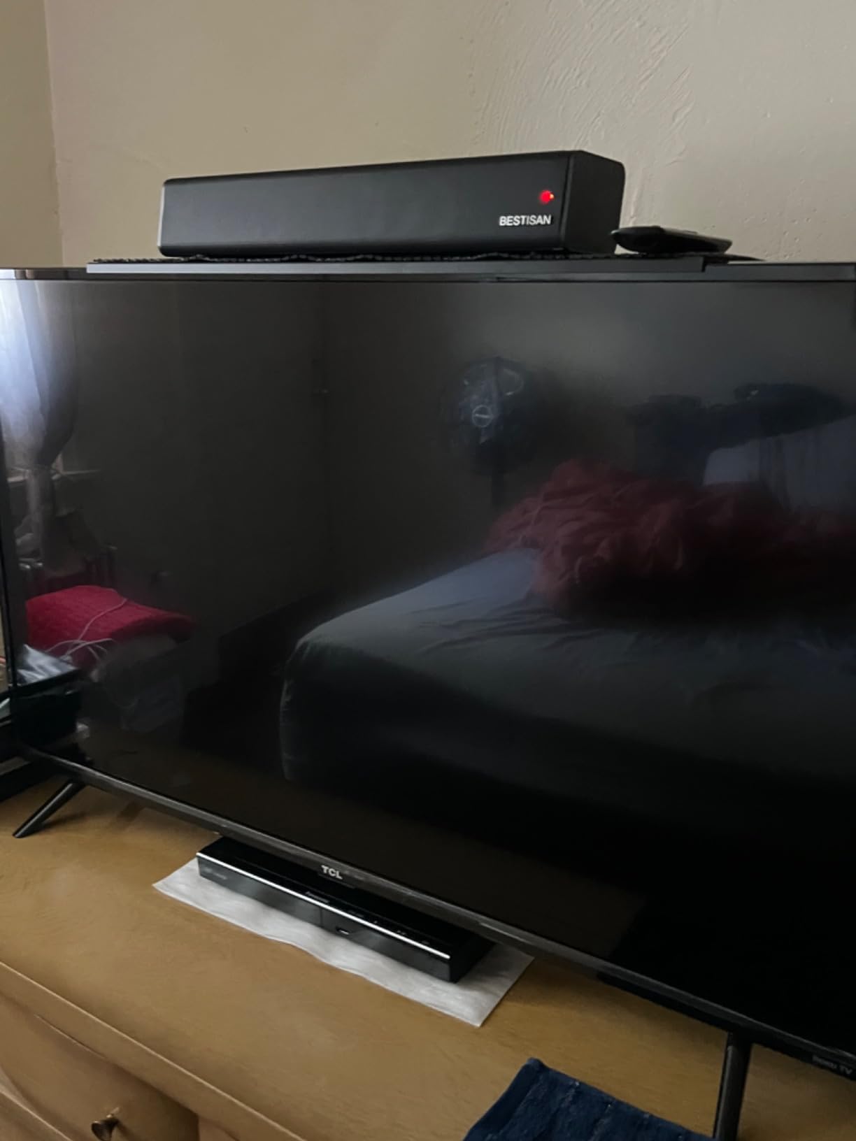 Sound Bar, BESTISAN 50 Watts Soundbar with HDMI, Optical, AUX, USB,Sub Out and Bluetooth Connection, DSP, Bass Adjustable, 16 Inch, Mountable customer photo 1