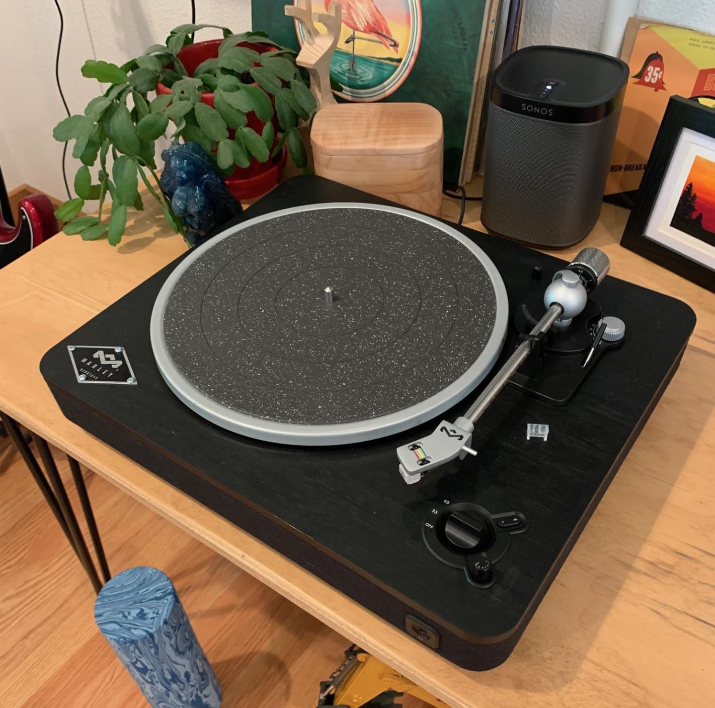 House of Marley Stir It Up Wireless Bluetooth Turntable - Sustainably Crafted Bamboo Record Player, Recycled Rewind Fabric, Superior Sound, Black customer photo 2