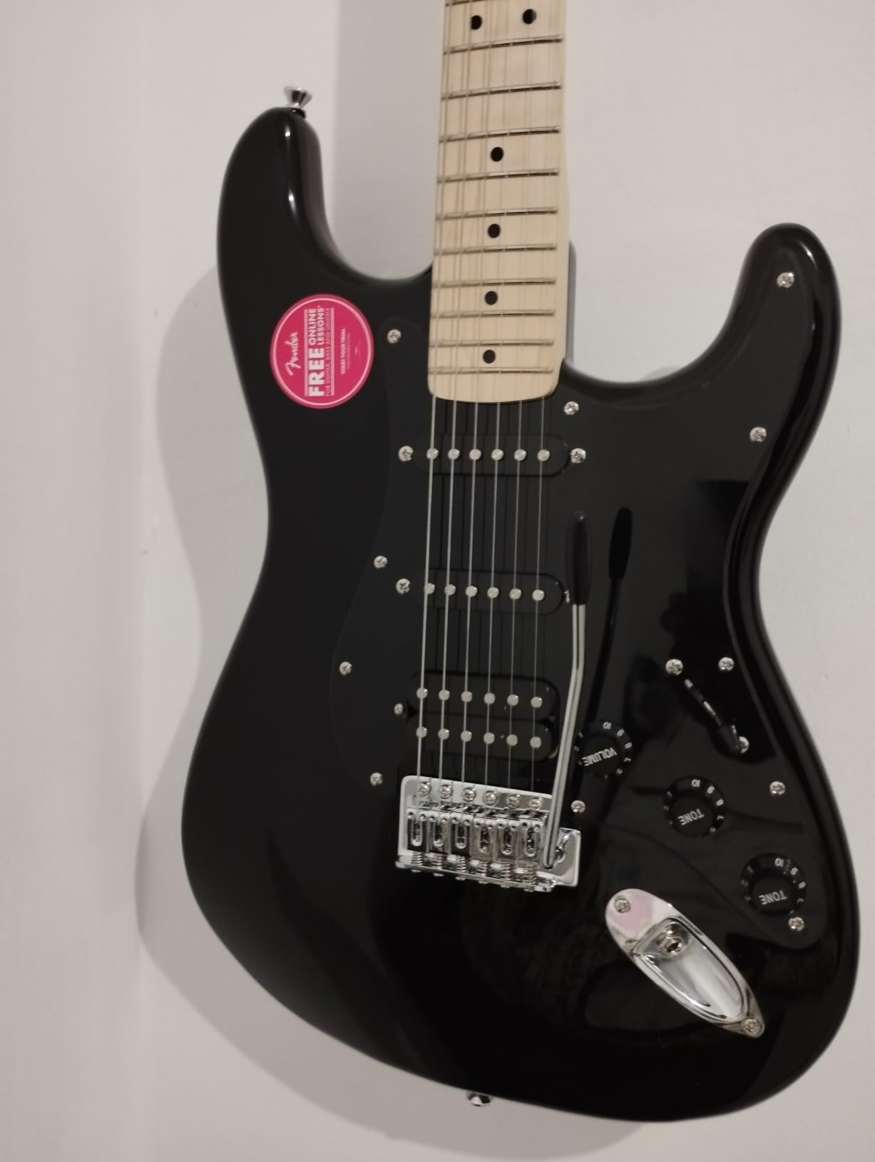 Squire Sonic Stratocaster Electric Guitar, Black, Maple Fingerboard, Black Pickguard | Poplar Body, Maple Fingerboard, Hss Pickups, 6-Saddle Tremolo, 25.5 Scale customer photo 1