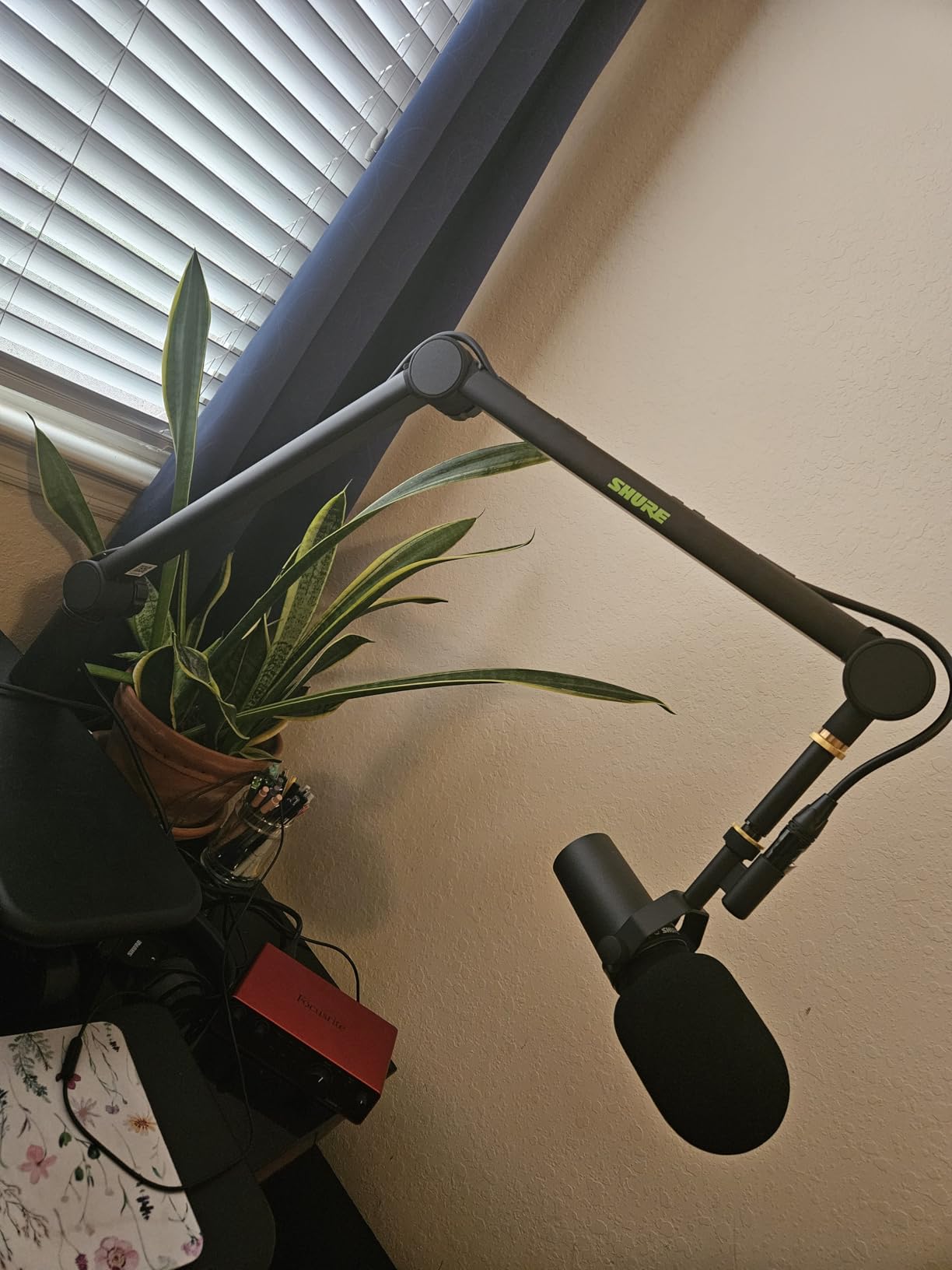 Shure by Gator Deluxe Broadcast Desktop Mic Boom Arm (SH-BROADCAST1) | Fully adjustable with a quiet 360-degree arm for podcasts and streaming customer photo 1