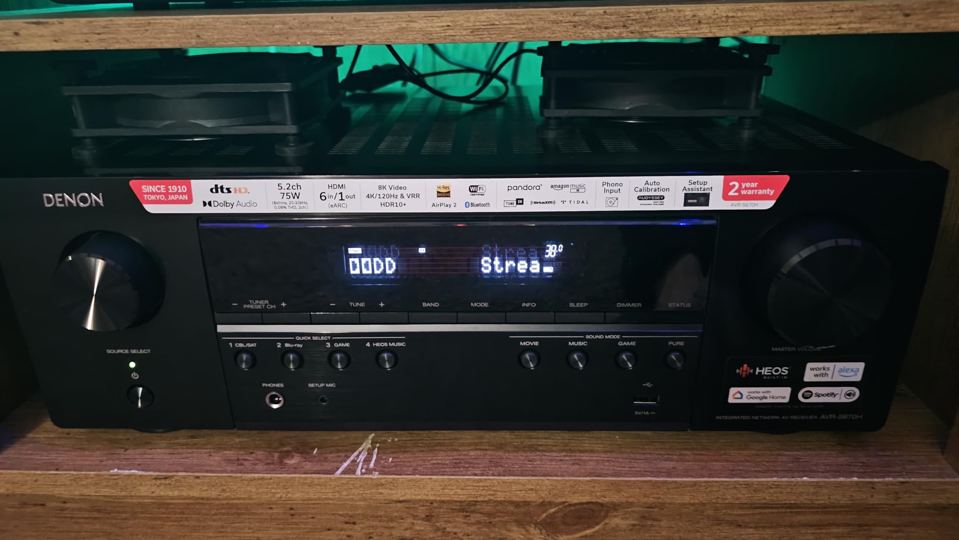 AVR-S670H 5.2 Ch Home Theater Receiver, 8K UHD HDMI Receiver 75W x 5 | Streaming via Built-in HEOS, Bluetooth & Wi-Fi, Dolby TrueHD, Dolby Pro Logic II & DTS HD Surround Sound System for TV customer photo 1