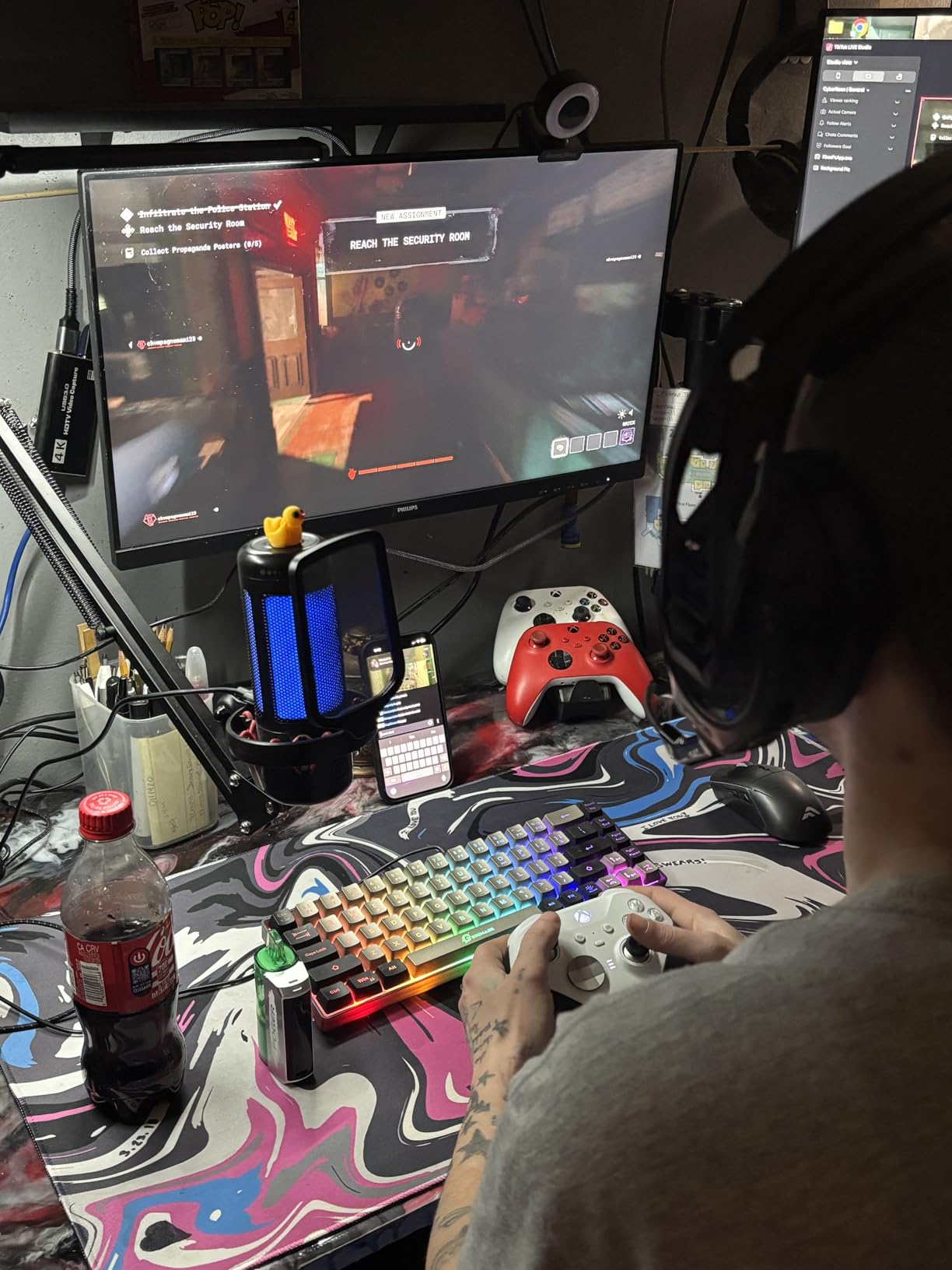 TONOR Gaming Microphone Set with Boom Arm, Vocal Condenser Microphone for Content Creators, USB Mic for PC with Stand, RGB, Tap Mute, Gain Control, Gaming Equipment, Twitch, Streaming, TC310+ customer photo 2