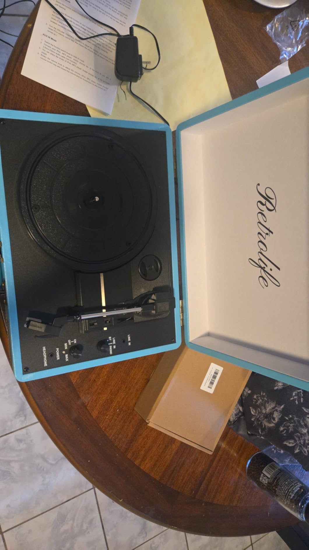 Retrolife Record Player 3 Speed Suitcase Design Bluetooth Playback, Blue customer photo 1