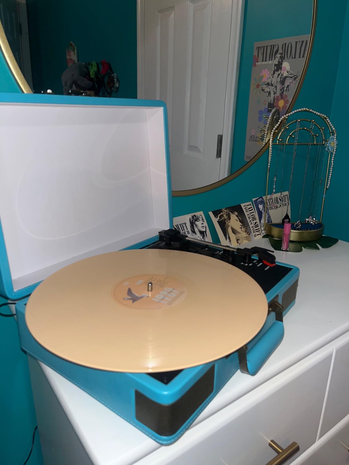 Retrolife Record Player 3 Speed Suitcase Design Bluetooth Playback, Blue customer photo 2