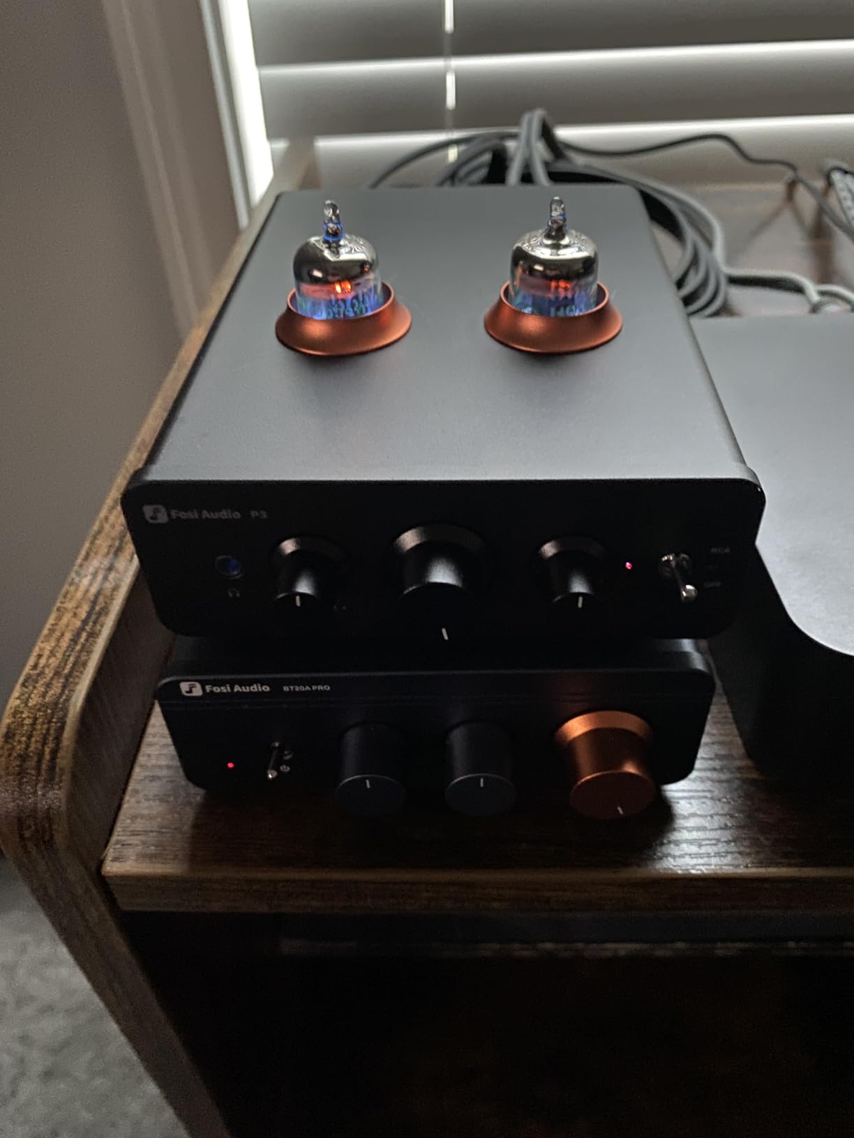 Fosi Audio P3 Tube Preamp Headphone Amplifier Home Audio Preamplifier Mini Vacuum Pre Amp Receiver with Bluetooth aptX LL HD Bass Treble Tone Controls for HiFi Stereo Active Speakers with RCA AUX Jack customer photo 1