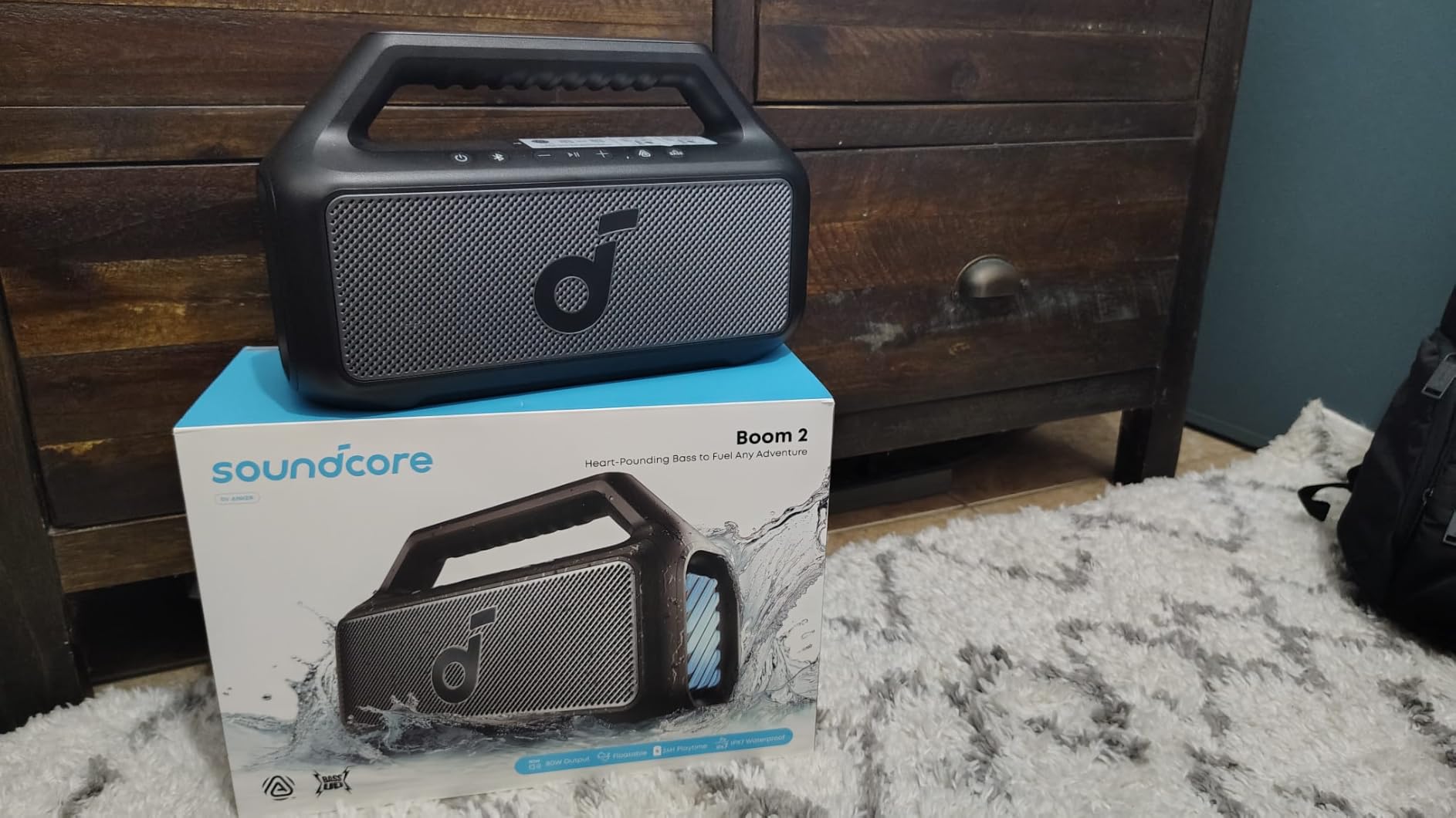 Soundcore Boom 2 By Anker, Outdoor Speaker, 80W, Subwoofer, BassUp 2.0, 24H Playtime, IPX7 Waterproof, Floatable, RGB Lights, USB-C, Custom EQ, Portable for Camping and Beach - Blue customer photo 2