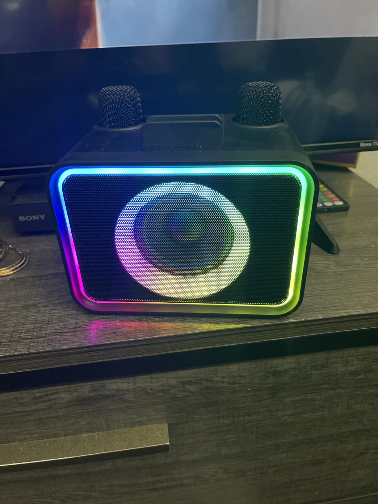 Karaoke Machine for Kids Adults,Bluetooth Speaker 2 Wireless Microphones customer photo 1