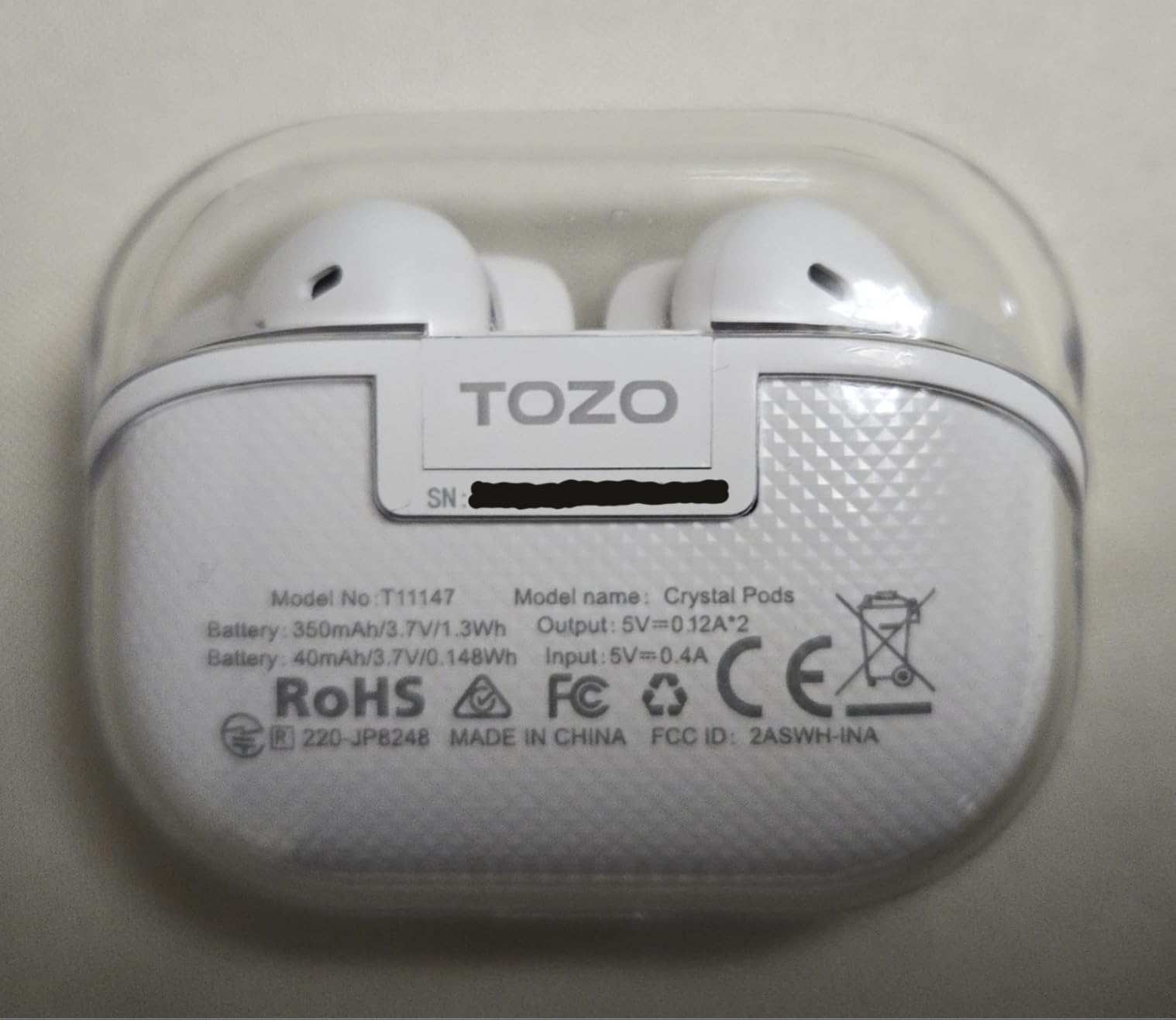 TOZO Crystal Pods Hybrid Active Noise Cancelling Wireless Earbuds, Black | 10mm Drivers Deep Bass, 4 Mics Smart ENC AI Calls, Real-Time AI Translation, 32 EQ via App, Bluetooth 5.4, 70H, Crystal Design customer photo 2