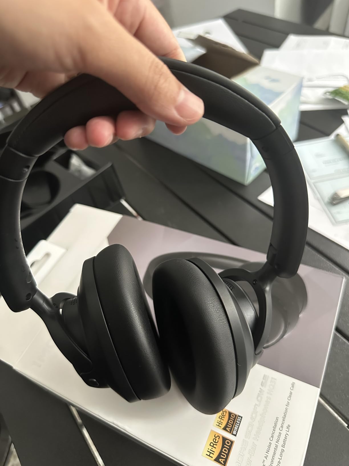 1MORE Wireless Bluetooth Noise-canceling Headphones - HQ31 SonoFlow SE Over-Ear Headphones with Hi-Res Audio, 90H Playtime, Clear Calls, Preset EQ Via App, Comfort for Home Office Travel(Oat White) customer photo 2