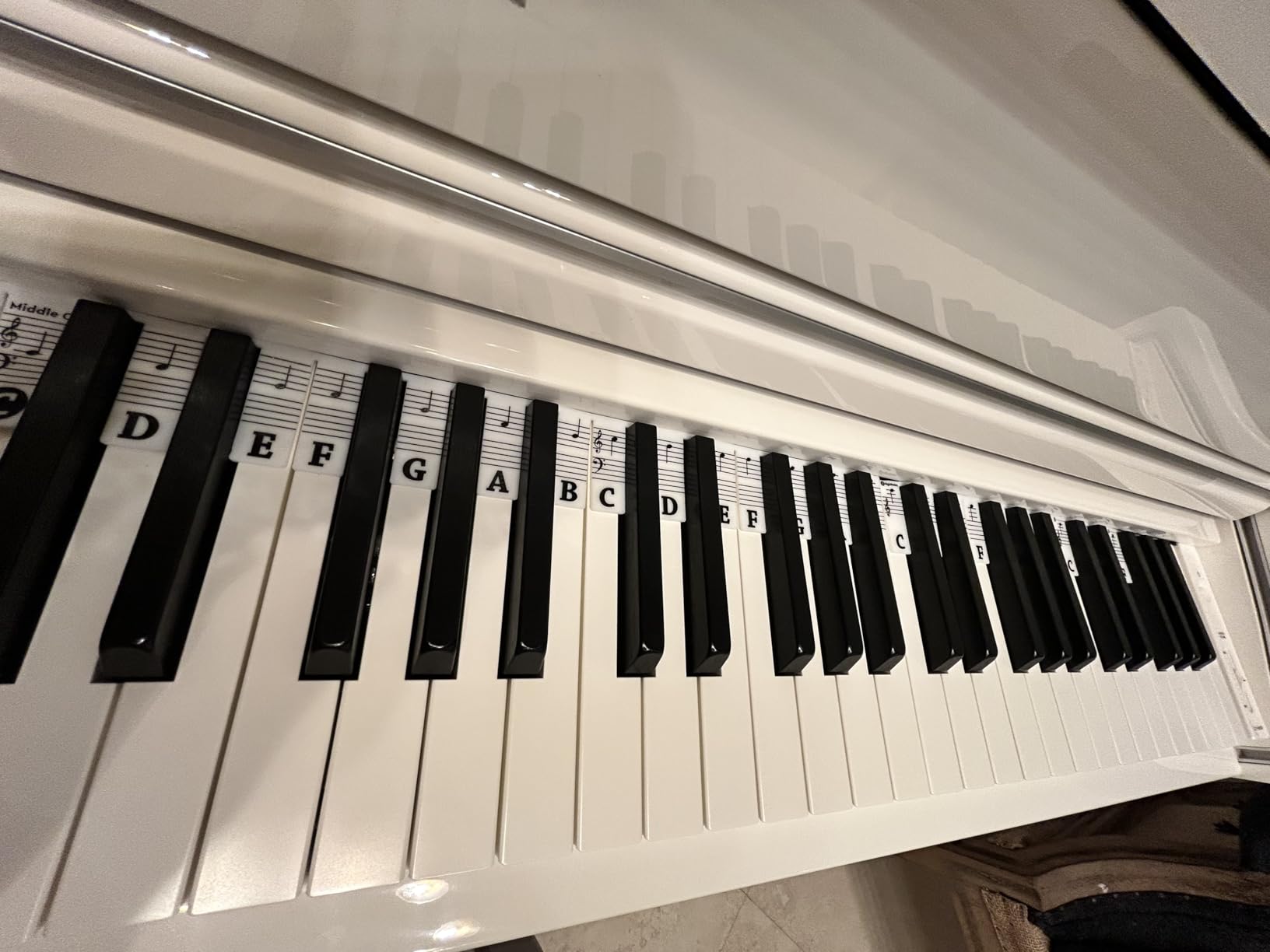BELFORT Removable Piano Note Labels - Black & White Silicone for 88 Keys | Reusable silicone, no stickers + gift box. For 88 keys. Beginners, adults & kids + Ebook customer photo 2