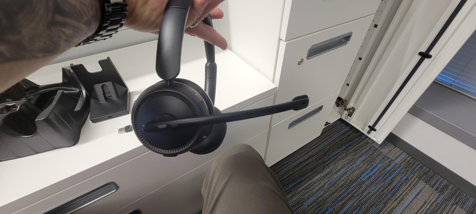 Upgrade ANC & ENC Wireless Headset with Mic for Work (Flip-to-Mute & Dongle), Bluetooth 5.4 Noise Cancelling Headphones with Mic for Call Center/Home/Computer/Phones customer photo 1