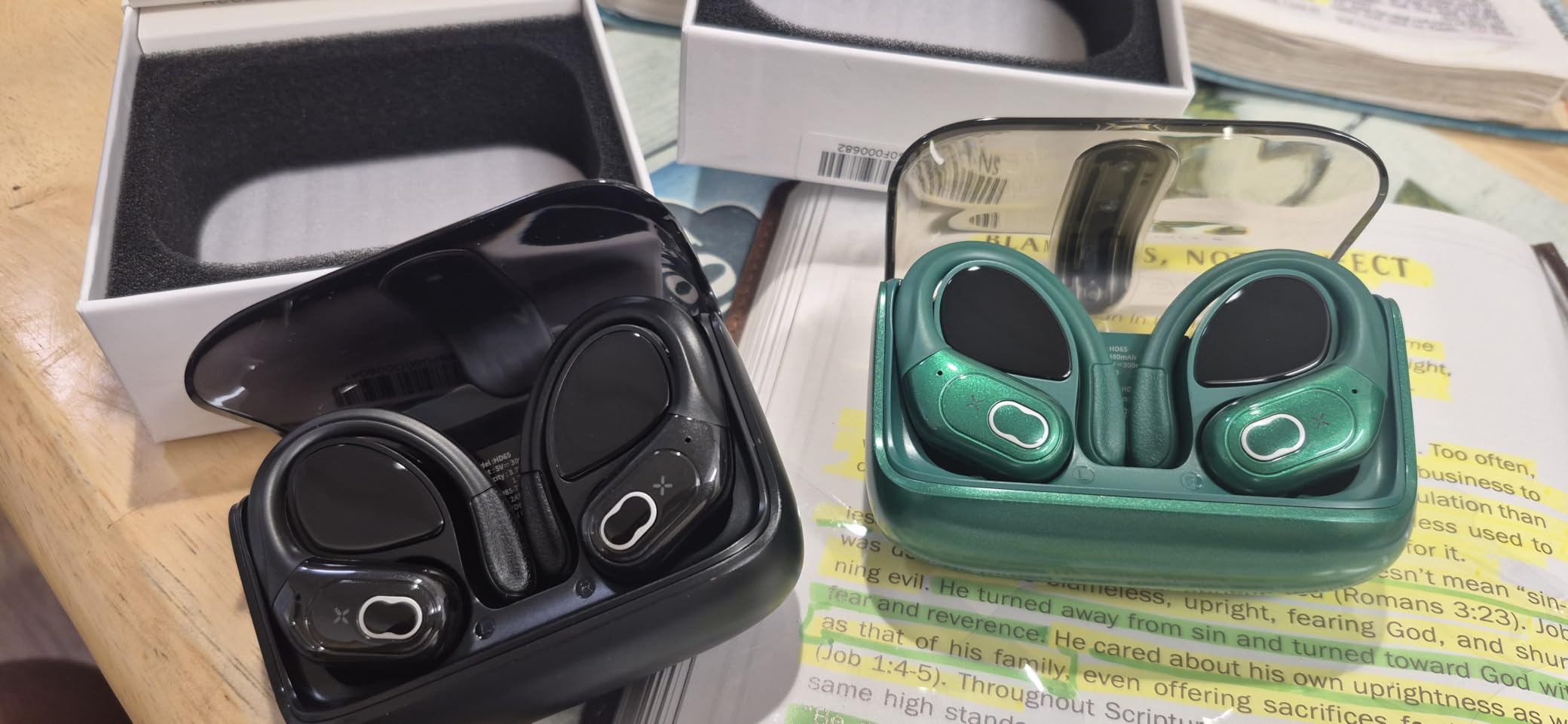 Aptkdoe Wireless Earbuds 75H Bluetooth 5.4 Sport Headphones with Earhooks - IPX7 Waterproof In-Ear Buds with ENC Noise Cancelling Mic, Stereo Sound for Gym Running Workout, Dark Green customer photo 2
