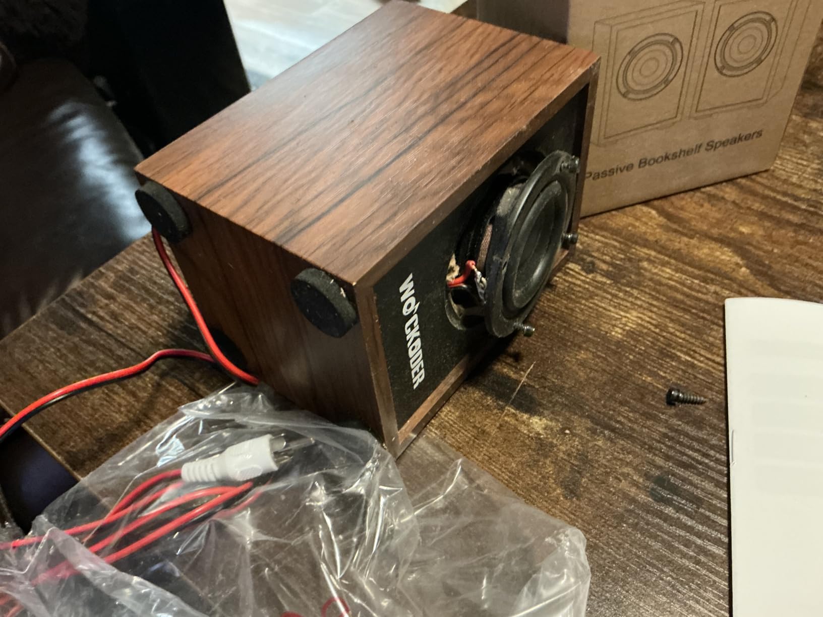 Vinyl Record Player with 2 External Passive Speakers,Black Wooden customer photo 1