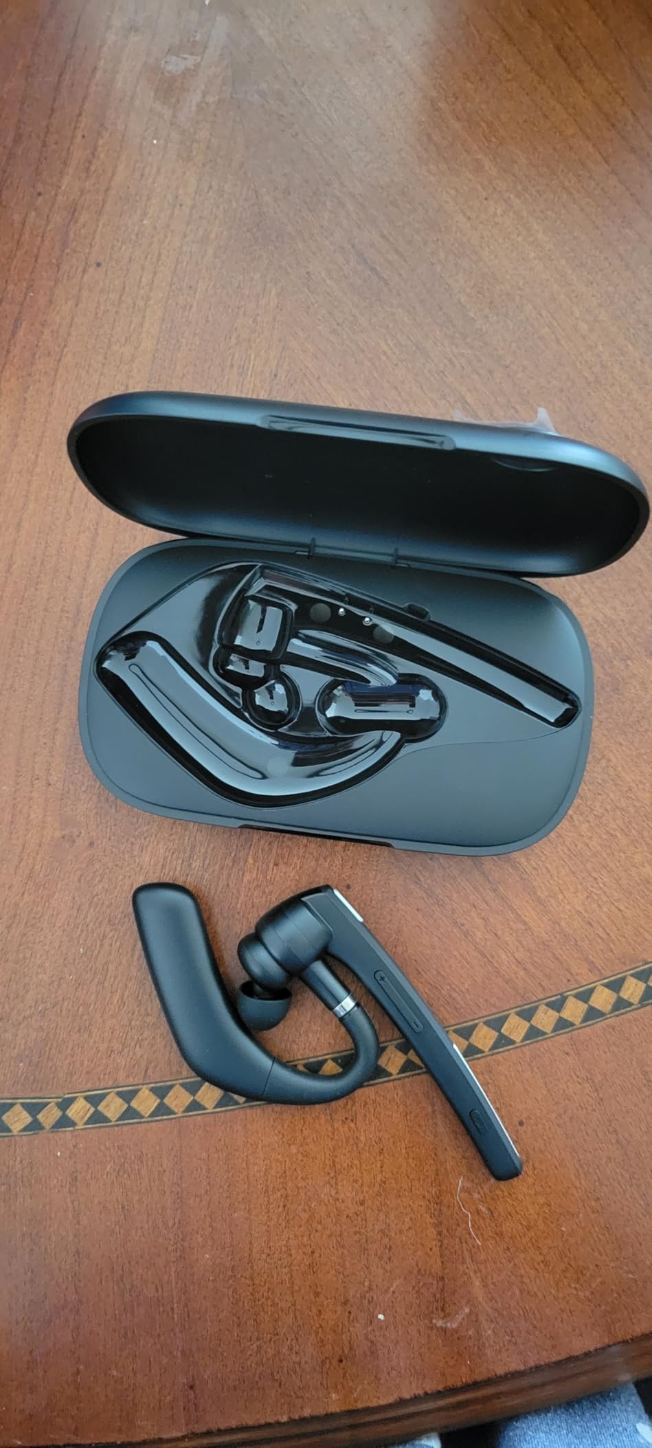Bluetooth Headset with 72-Hour Talk Time & 500mAh Charging Case, Bluetooth V5.3 Headset with Noise Cancelling Mic - Wireless Earpiece Hands-Free Headphones for Office Trucker Driving Business, Black customer photo 2