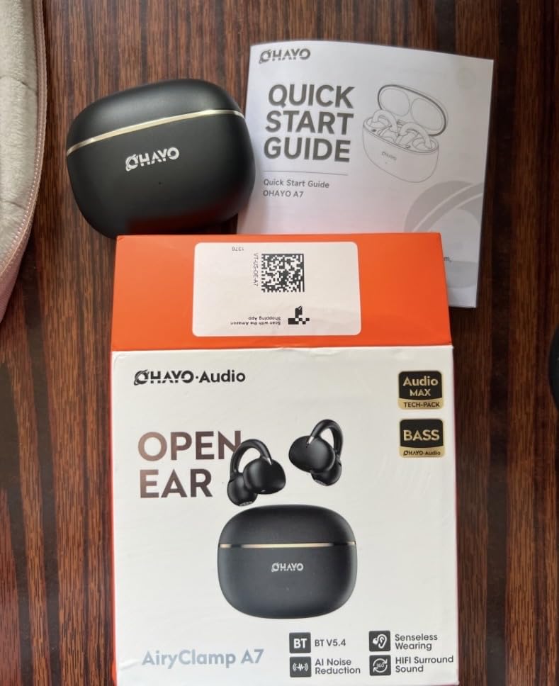 OHAYO A7 Open Ear Clip-On Headphones for Glasses Wearers - Safe for Running & Streets, 4.7g Weightless Fit, 40H Battery, Bluetooth 5.4, Black customer photo 1