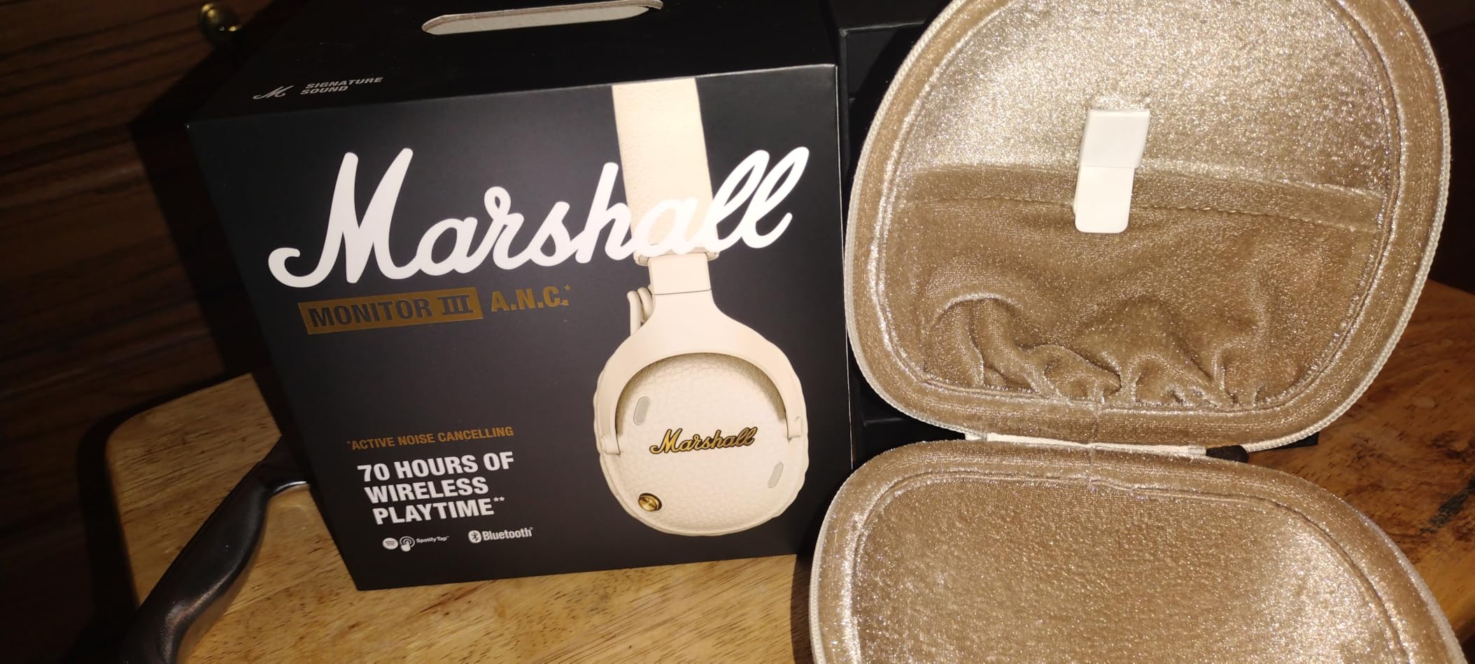 Marshall Monitor III A.N.C. Wireless Over-Ear Bluetooth Headphones - Active Noise Cancellation, 100+ Hr Playtime, Microphone for Calls, Lightweight, Foldable Design for Travel - Cream customer photo 1