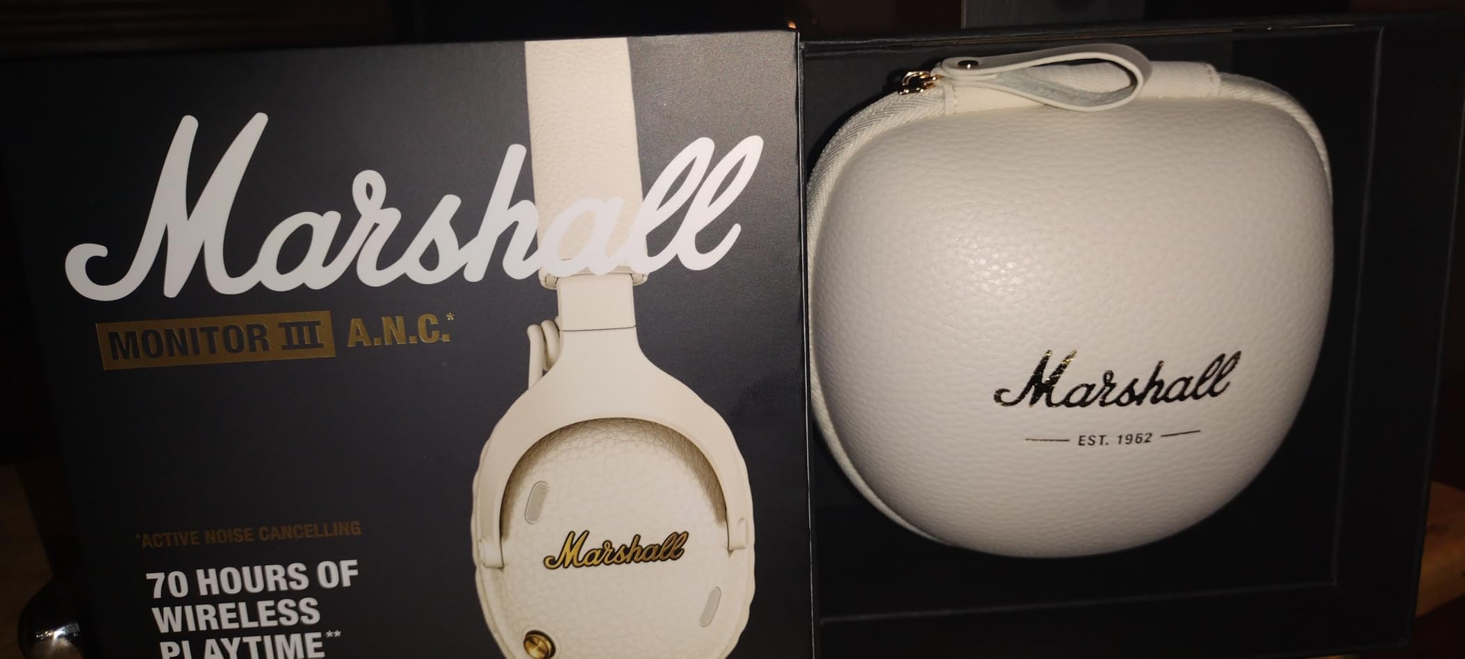 Marshall Monitor III A.N.C. Wireless Over-Ear Bluetooth Headphones - Active Noise Cancellation, 100+ Hr Playtime, Microphone for Calls, Lightweight, Foldable Design for Travel - Cream customer photo 2