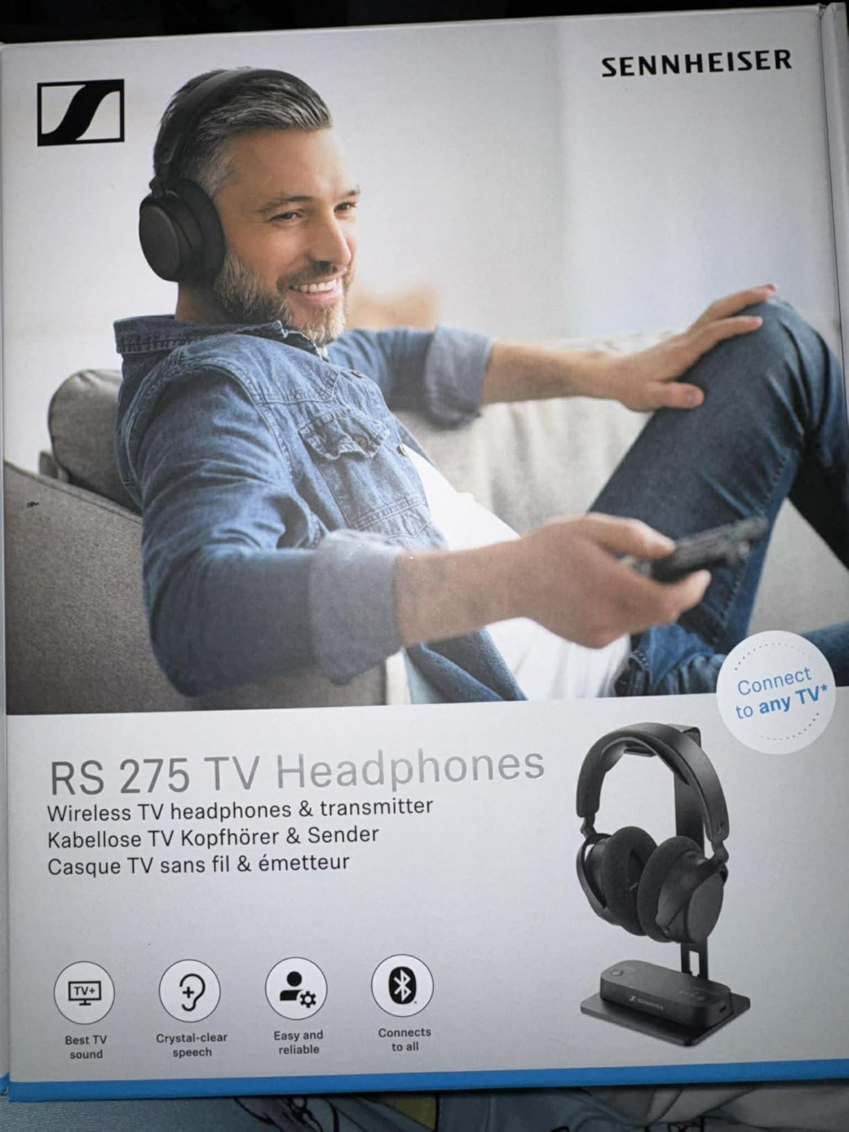 Sennheiser RS 275 TV Headphones Bluetooth Headphones and Transmitter Bundle, Low Latency Wireless Headphones with Virtual Surround Sound, Speech Clarity and Auracast Technology, 50h Battery customer photo 2