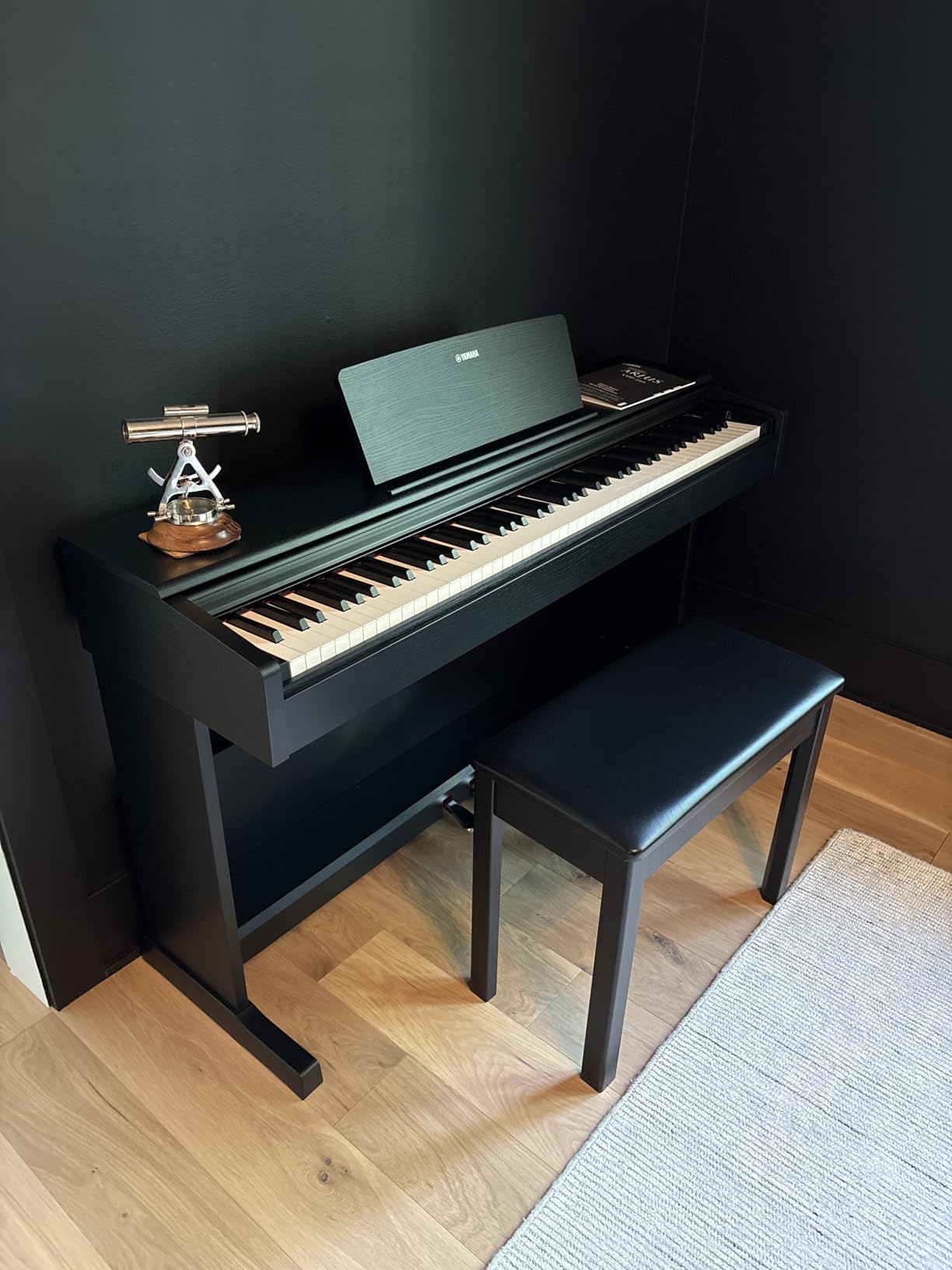Yamaha YDP105 88-Key Weighted Action Upright Digital Piano for Beginner and Intermediate Players, Grand Piano Sound, 3-pedal Unit, Bench Included, White customer photo 2