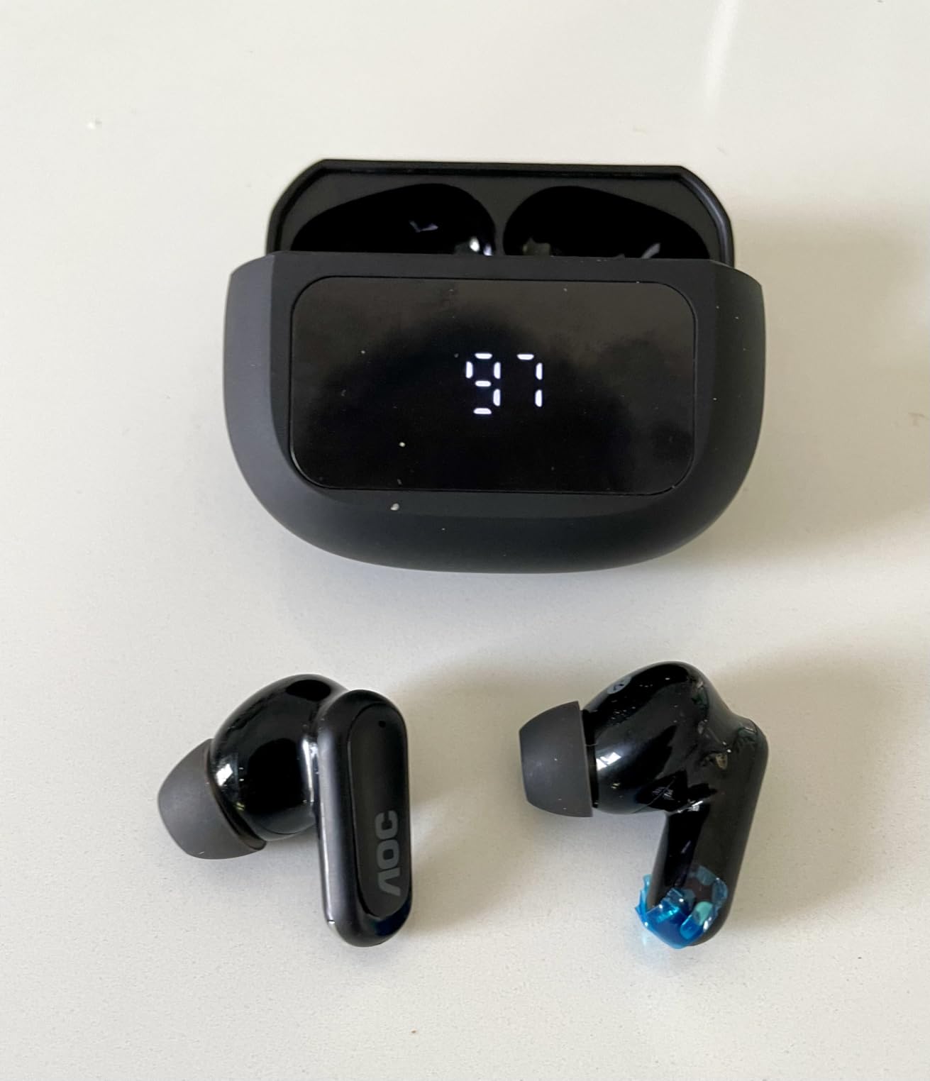 AOC Noise Cancelling Earbuds, Bluetooth 5.4 Wireless Earbuds with 6 Mics, 39dB ANC, Transparency Mode, 13mm Drivers, 36 Custom EQs via App, 45H Playtime, LED Display, Fit for Sports, Travel, Commuting customer photo 2