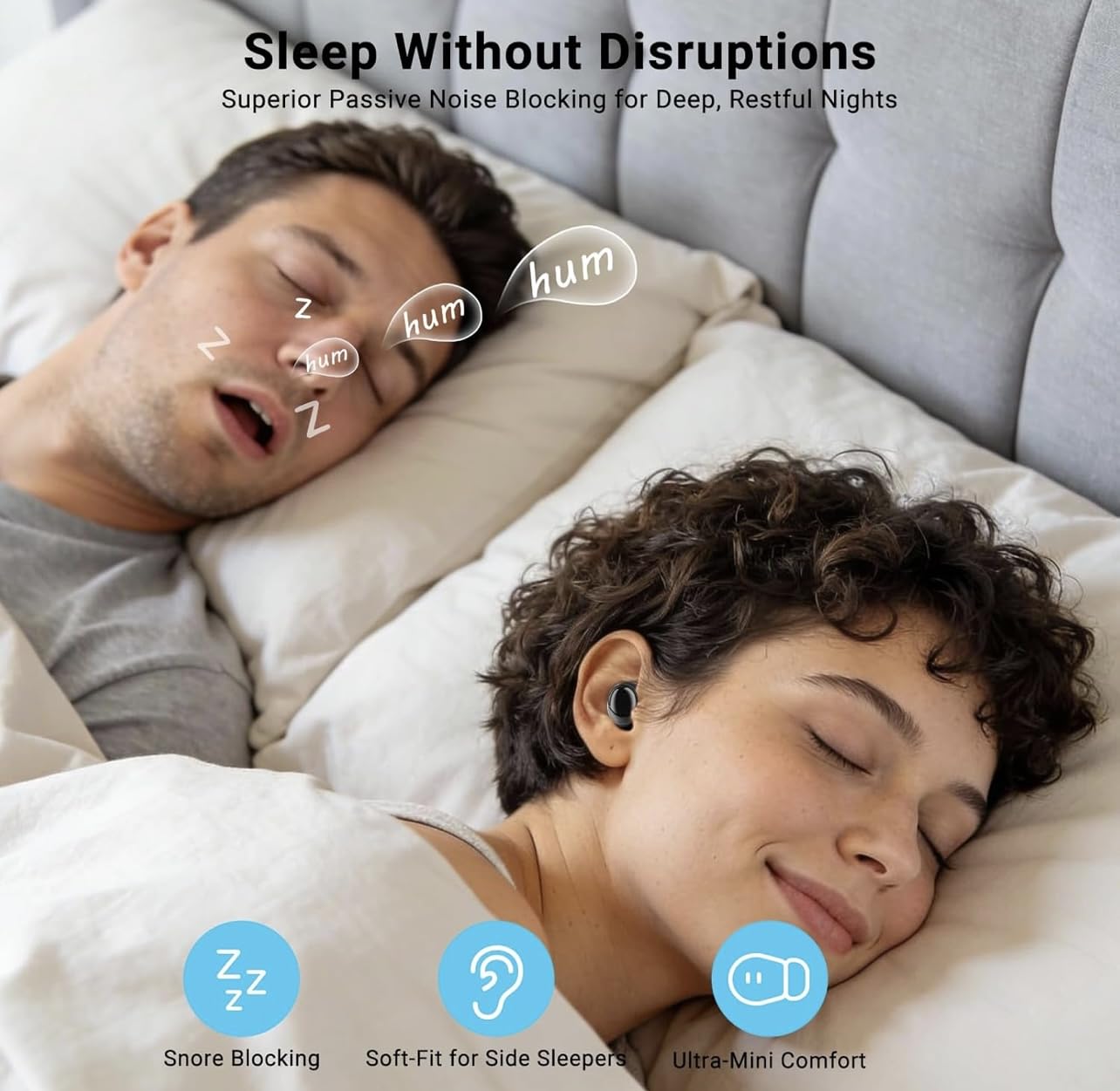 T33 Sleep Earbuds, Bluetooth 6.0 Noise Cancelling Sleep Headphones for Side Sleepers, ANC Up to 98%, Sleep Mode, 48H Playtime, Small Earbuds Comfort Fit for Sleeping, Travel, Work, White customer photo 2