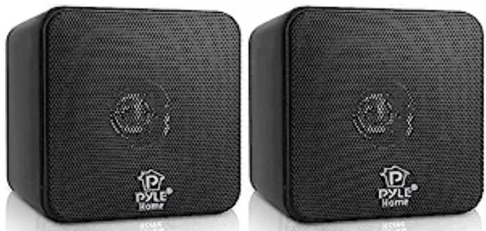 Pyle Home 4” Mini Cube Bookshelf Speakers-Paper Cone Driver, 200 Watt Power, 8 Ohm Impedance, Video Shielding, Home Theater Application and Audio Stereo Surround Sound System - 1 Pair -PCB4BK (Black) customer photo 2