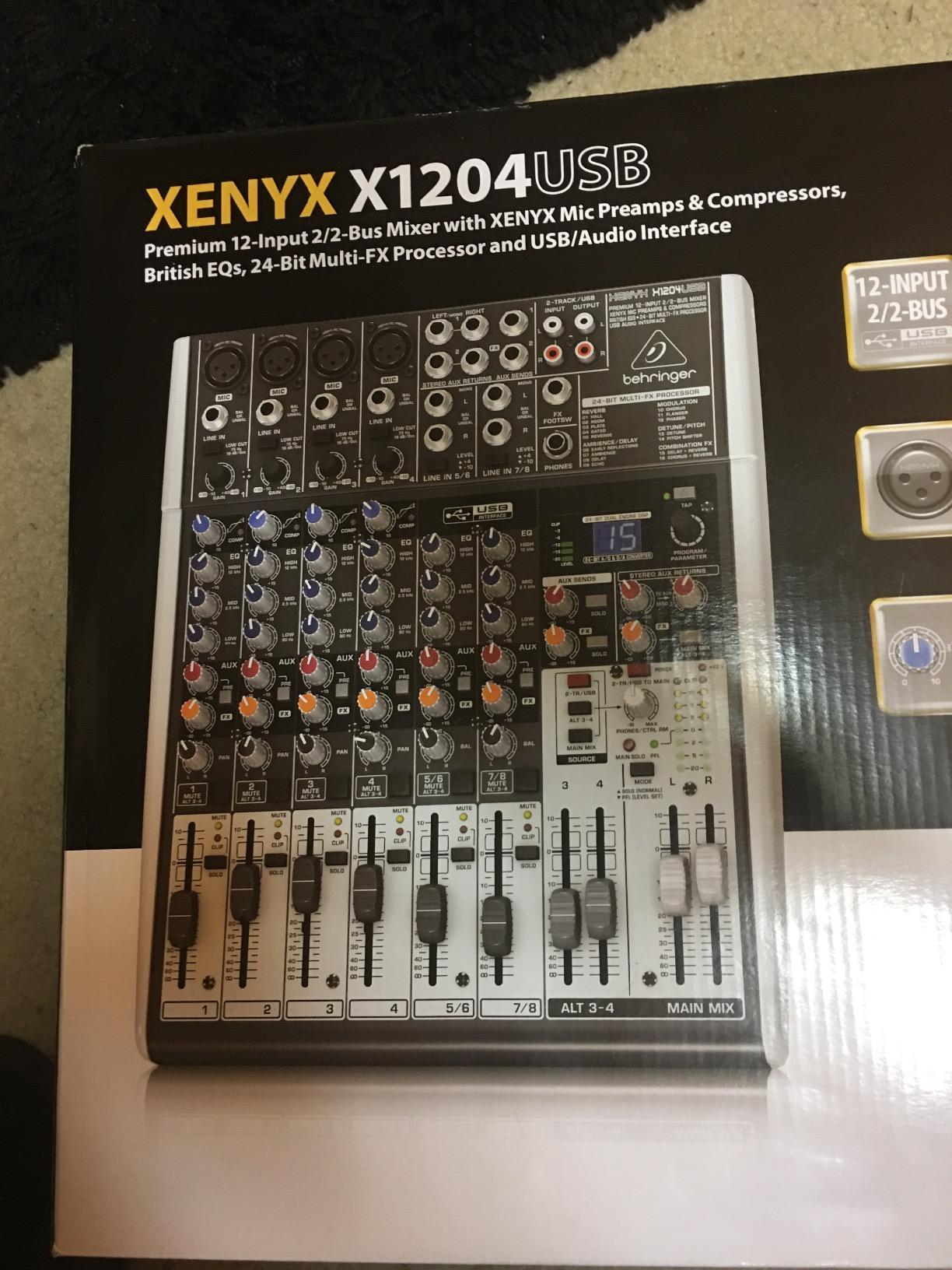 Behringer XENYX X1204USB Premium 12-Input 2/2-Bus Mixer with XENYX Mic Preamps and Compressors, British EQ, 24-Bit Multi-FX Processor and USB/Audio Interface customer photo 1