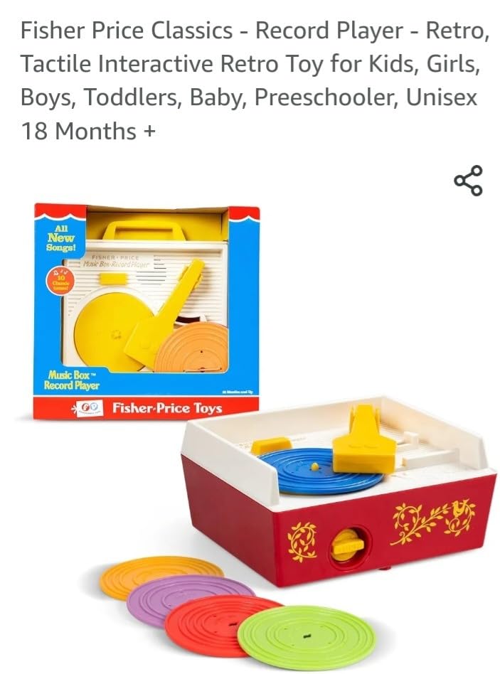 Fisher Price Classics - Record Player - Retro, Tactile Interactive Retro Toy for Kids, Girls, Boys, Toddlers, Baby, Preeschooler, Unisex 18 Months + customer photo 1