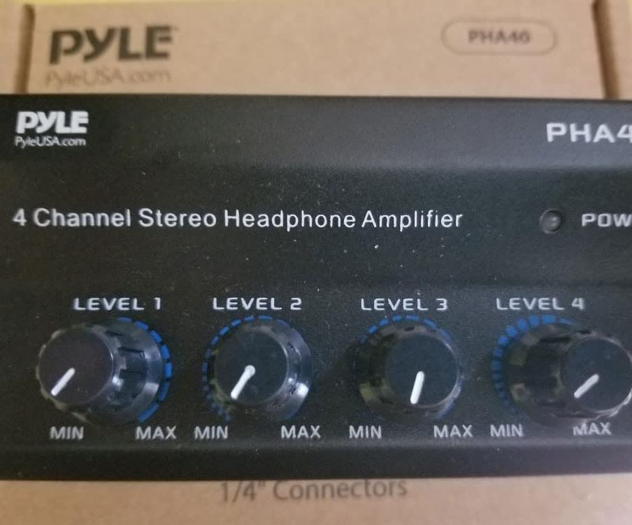 4-Channel Portable Stereo Headphone Amplifier - Professional Multi Channel Mini Earphone Splitter Amp w/ 4 ¼” Balanced TRS Headphones Output Jack and 1/4