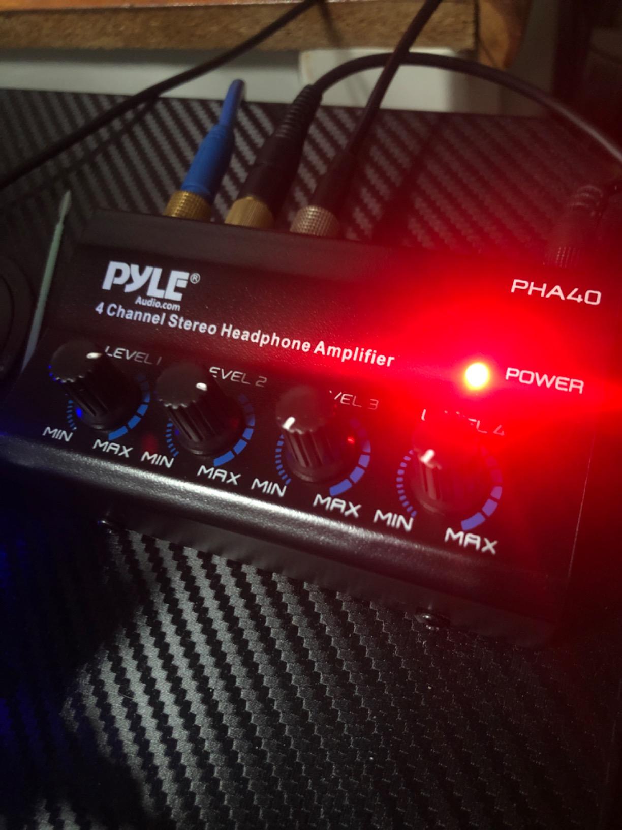 4-Channel Portable Stereo Headphone Amplifier - Professional Multi Channel Mini Earphone Splitter Amp w/ 4 ¼” Balanced TRS Headphones Output Jack and 1/4