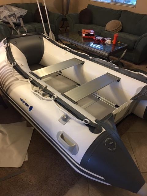 Newport 10ft 6in Newport Model Inflatable Dinghy Boat Transom Sport Tender - 5 Person - 15HP USCG Rated, White/Gray customer photo 2