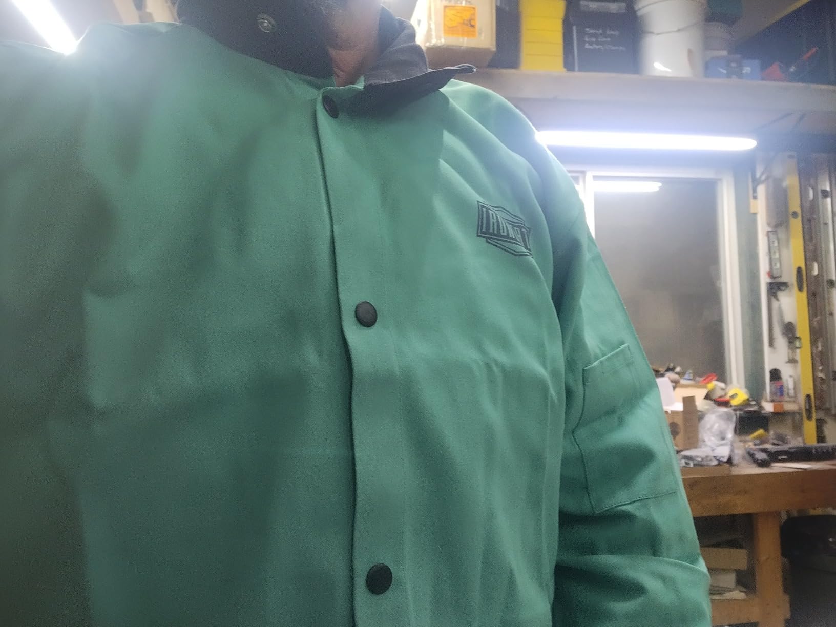 Ironcat FR Treated Cotton Sateen Jacket, 9 oz., Anodized Snaps, Interior Pocket, Pop-up Welders Collar, Scribe Pocket customer photo 1