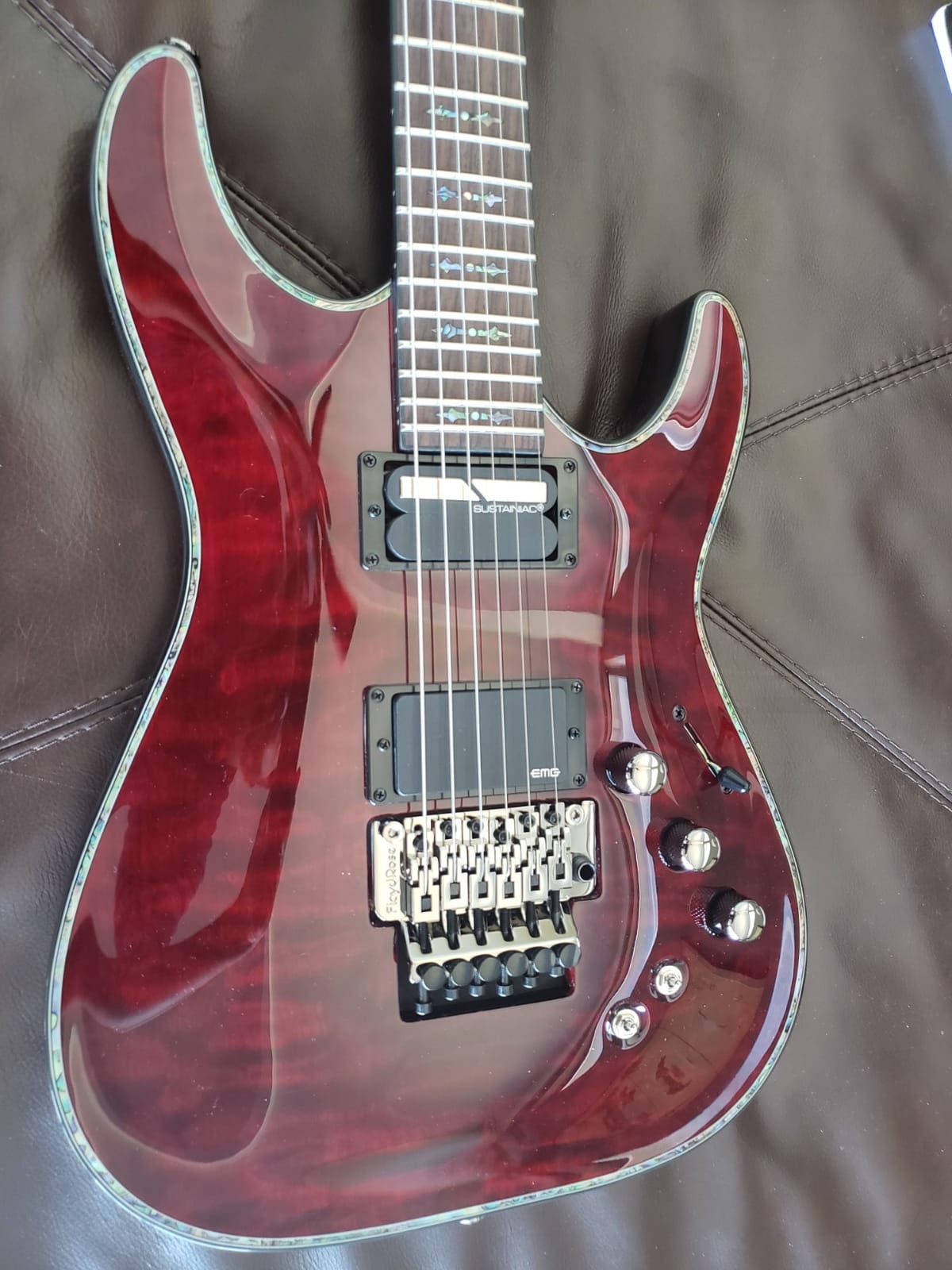 Schecter Hellraiser C-1 with Floyd Rose and Sustainiac - Black Cherry customer photo 2
