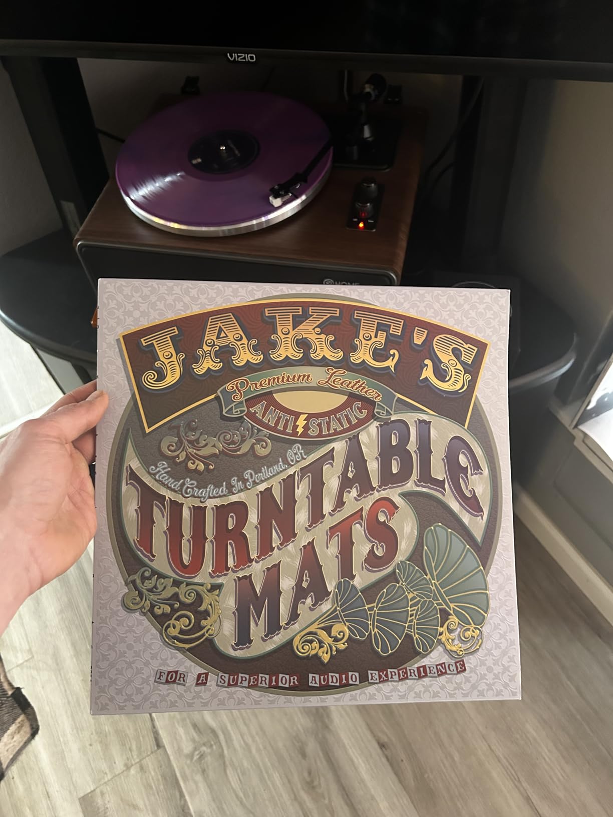 Premium Leather Deer Hide Turntable Mat customer photo 2