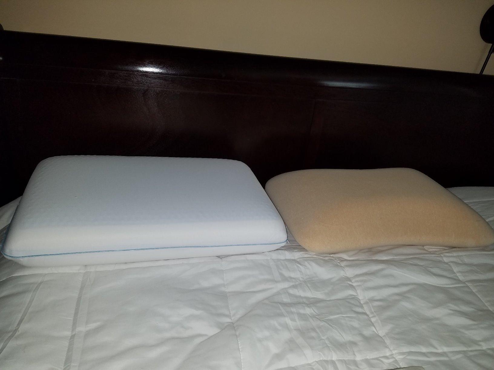 Cool Gel Cooling Pillow for Side Sleepers, Standard Size Memory Foam Pillow for Neck Pain Relief, Medium Firm Ergonomic Contour, Bed Pillows for Sleeping, Back Sleeper Neck and Shoulder Support customer photo 1