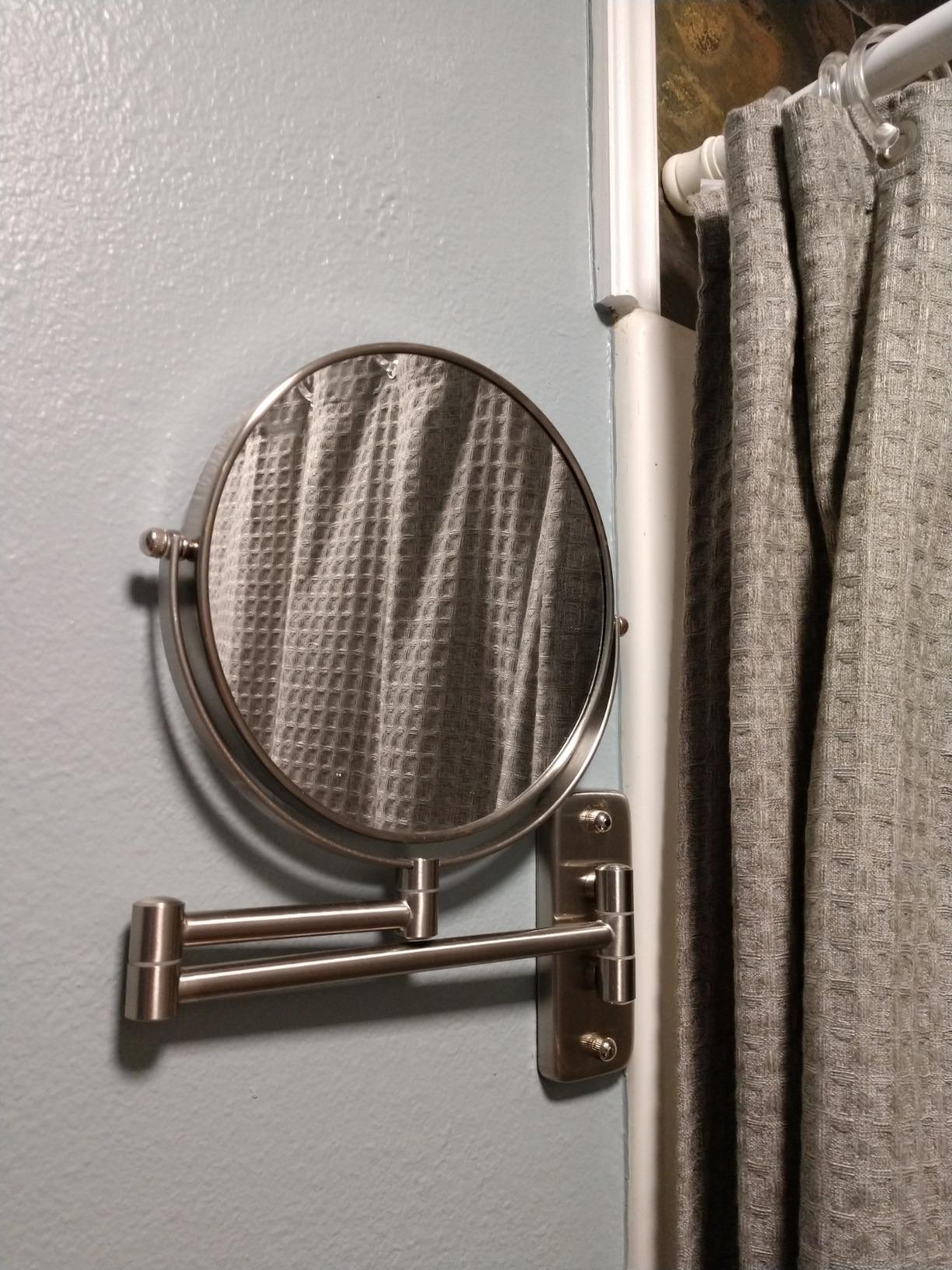 Wall Mounted Makeup Mirror - 1X/10X Magnifying Mirror Double Sided, 8 Inch Extendable Bathroom Mirror, Nickel Finish customer photo 2
